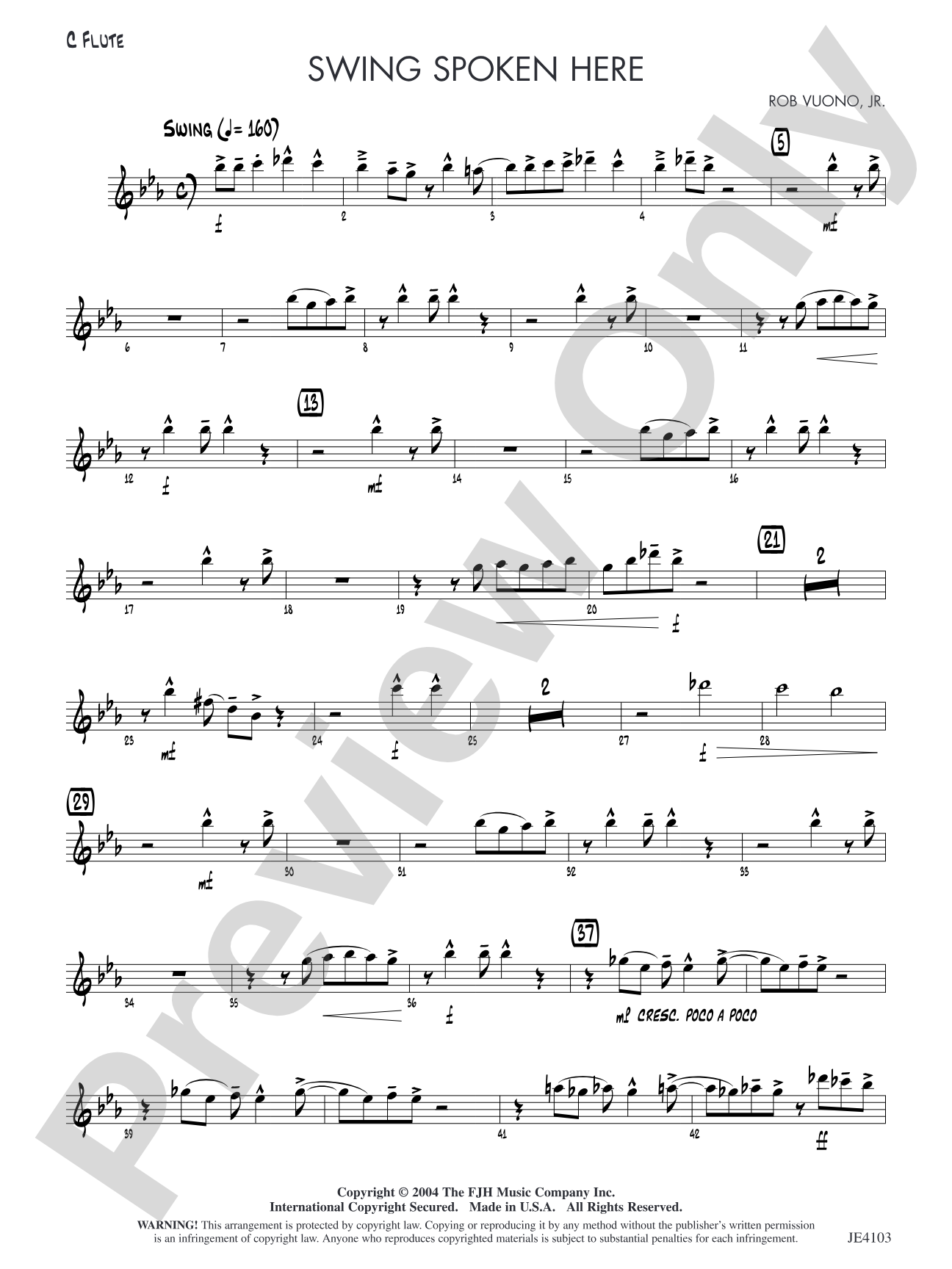 Swing Spoken Here: C Flute (Alternate Part)