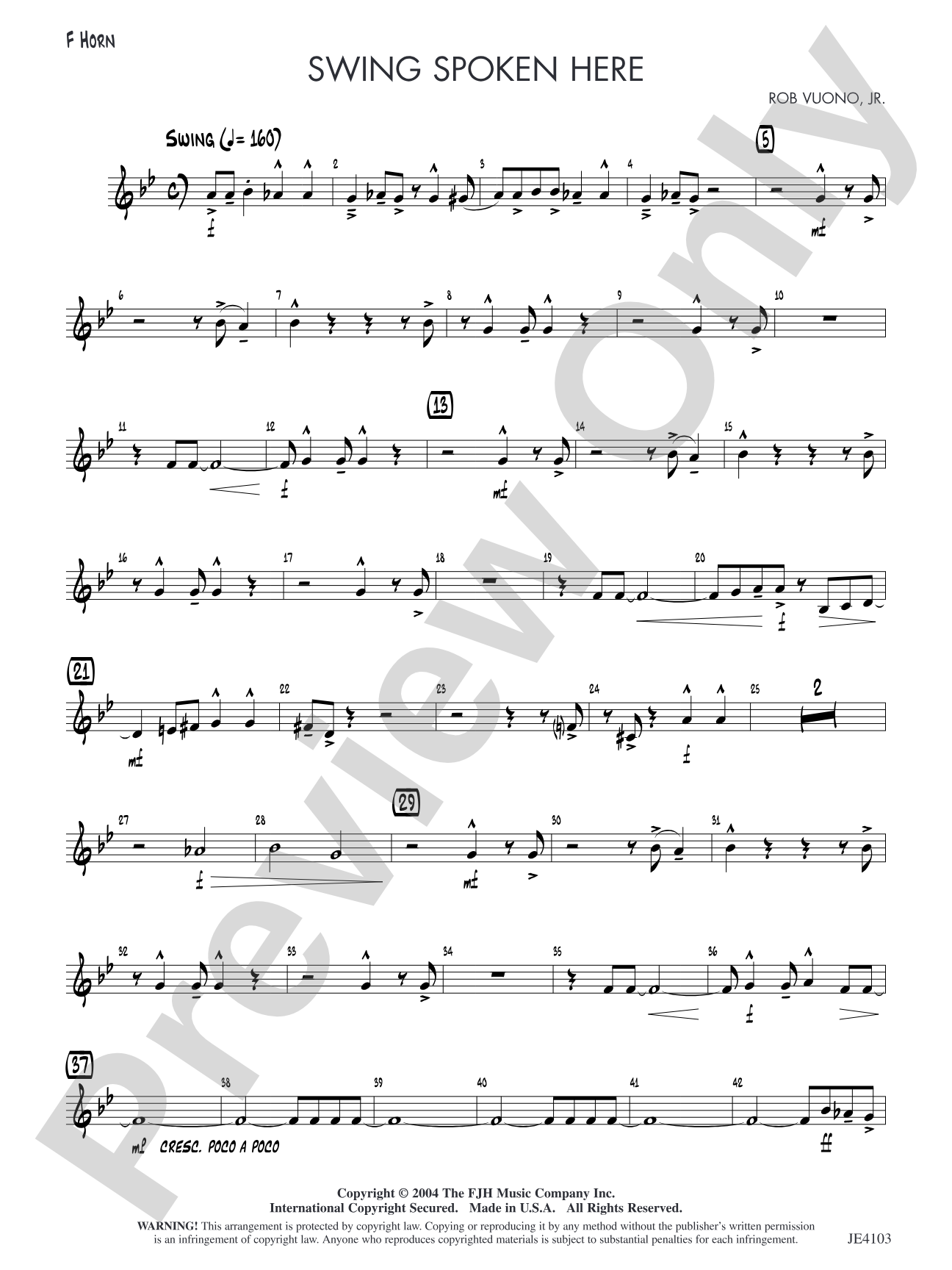 Swing Spoken Here: F Horn (Alternate Part)
