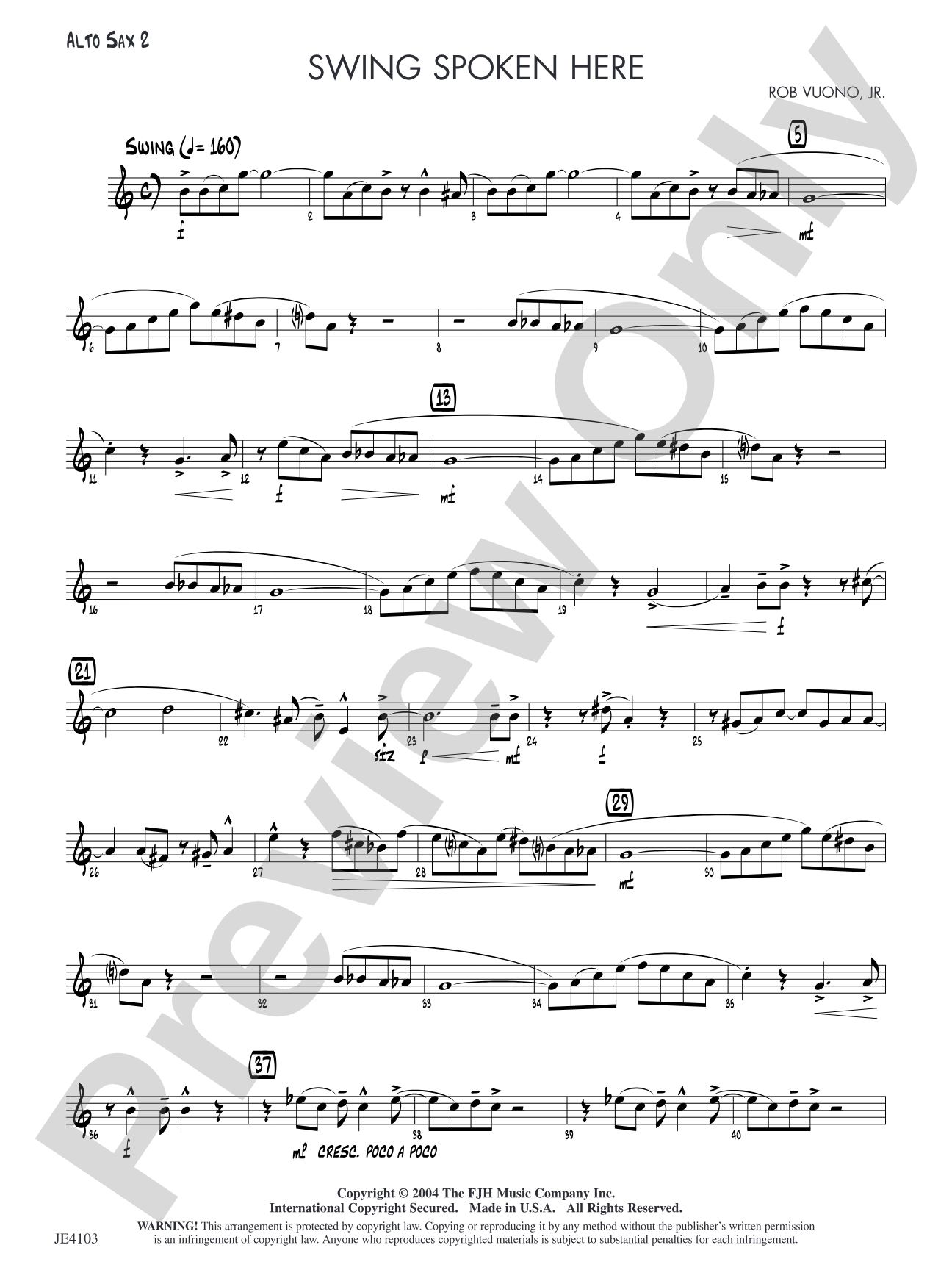 Swing Spoken Here: Alto Sax 2