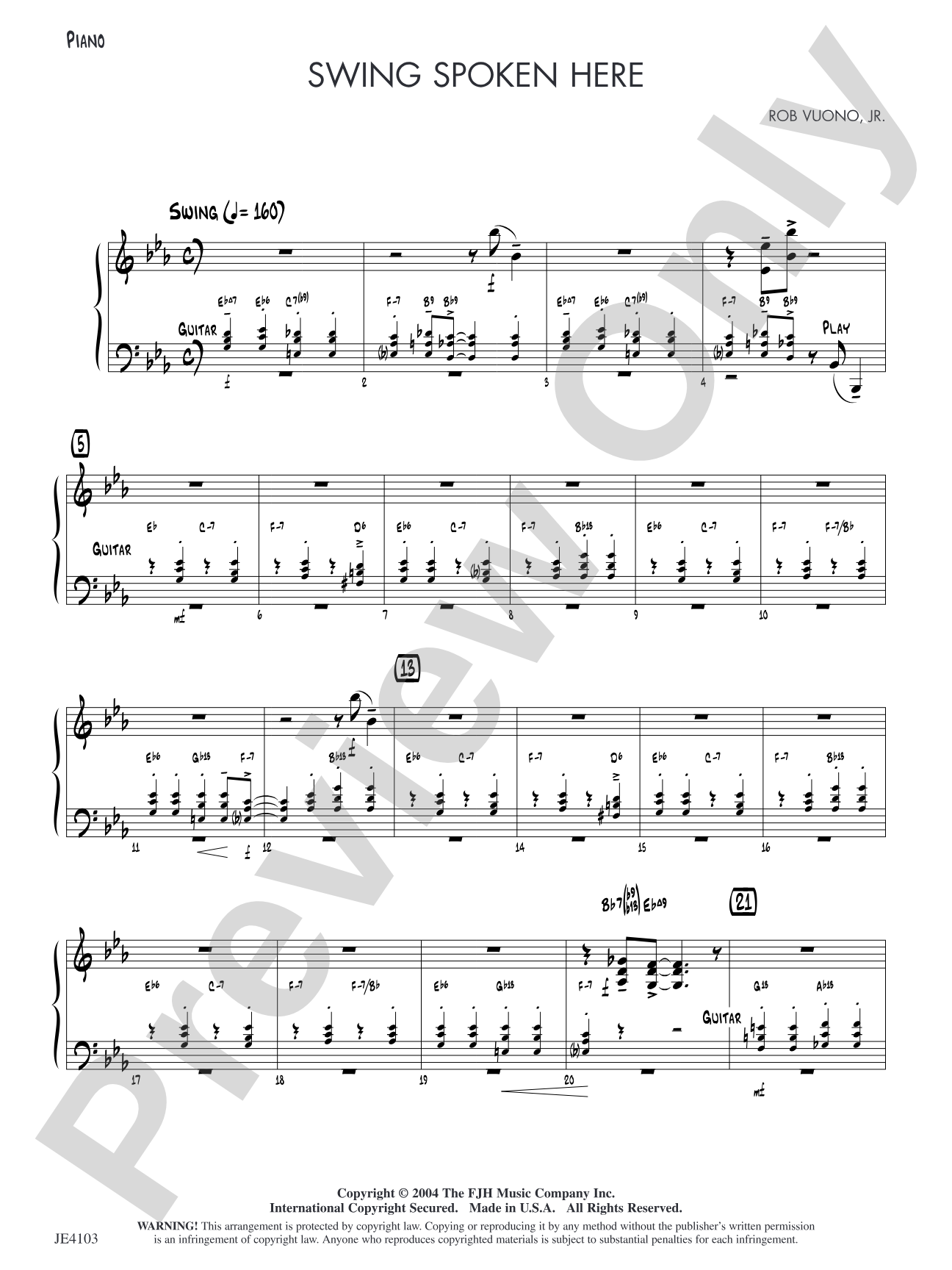Swing Spoken Here: Piano
