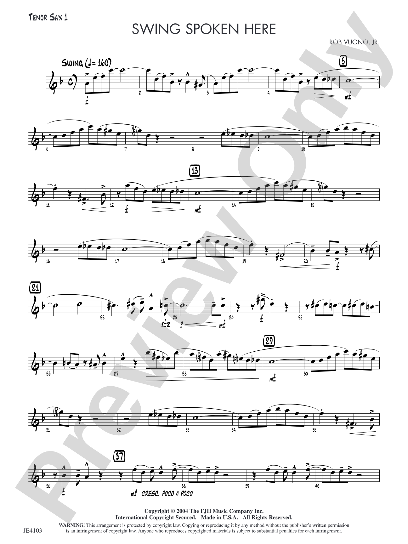 Swing Spoken Here: Tenor Sax 1