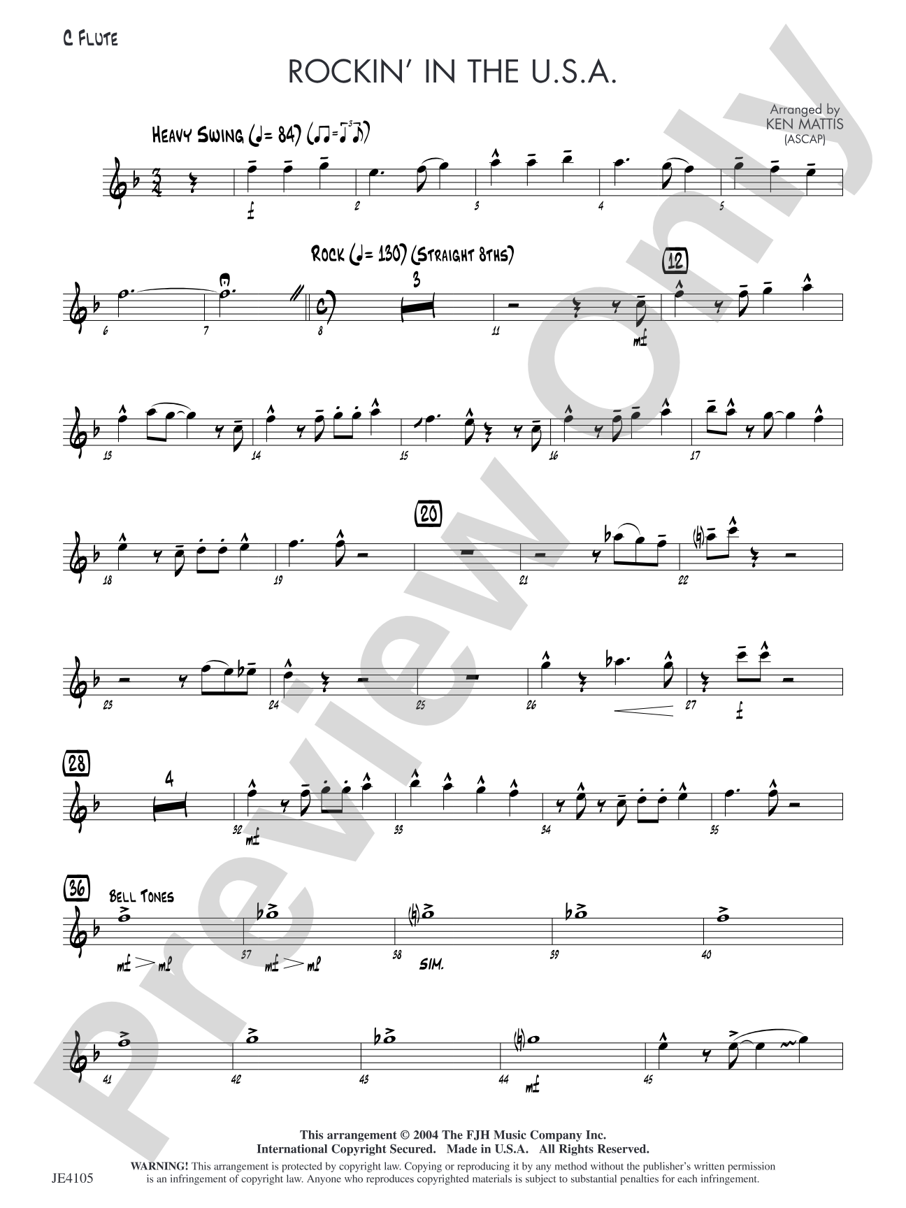 Rockin' in the U.S.A.: C Flute (Alternate Part)