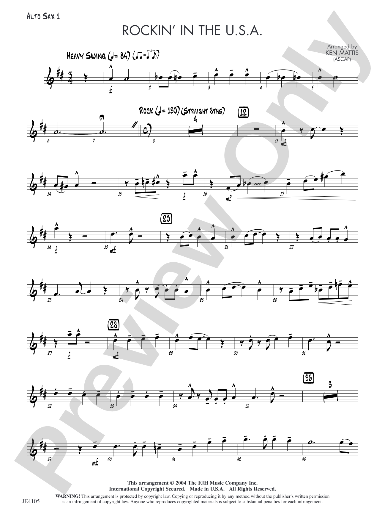 Rockin' in the U.S.A.: Alto Sax 1