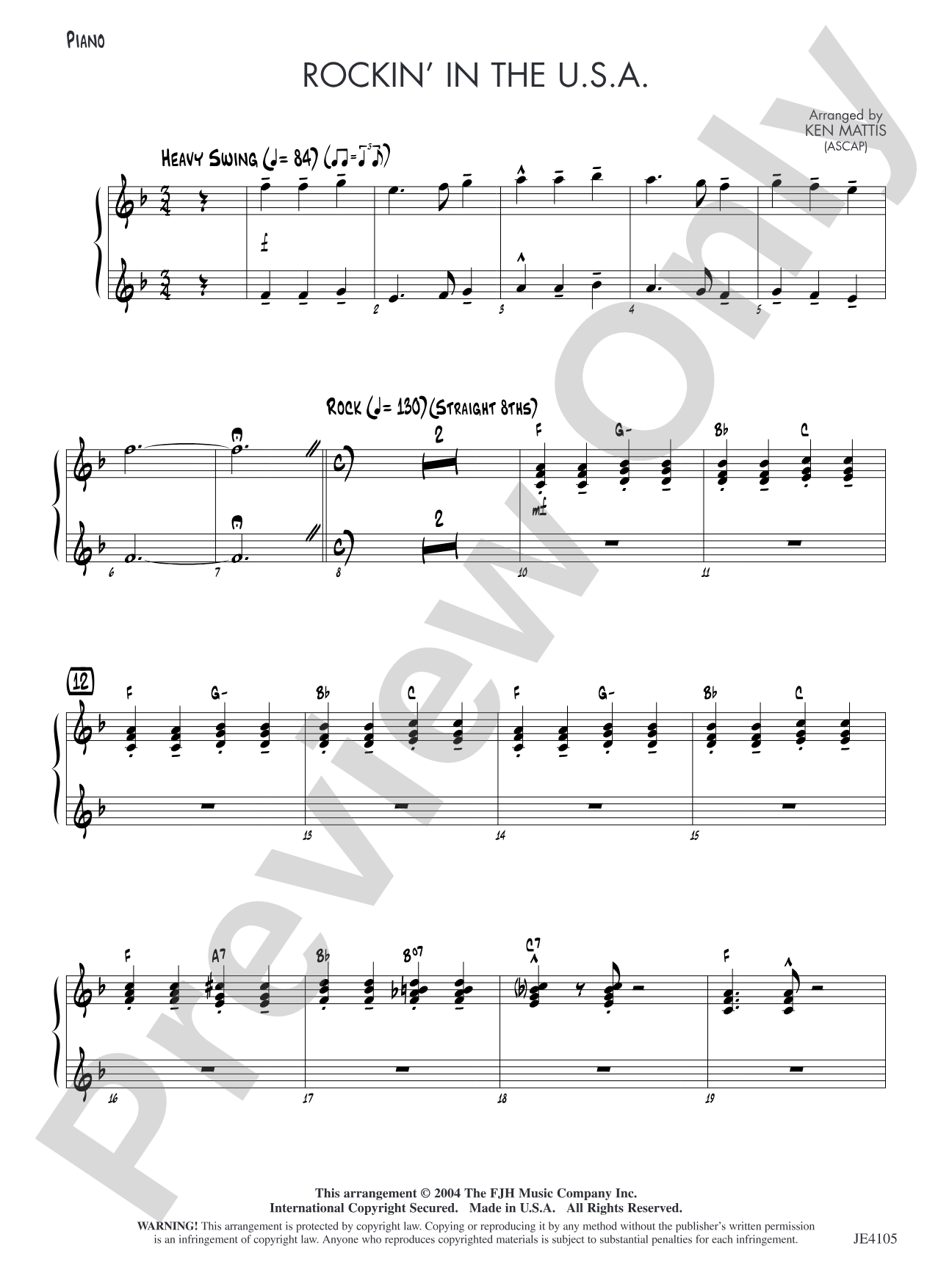 Rockin' in the U.S.A.: Piano