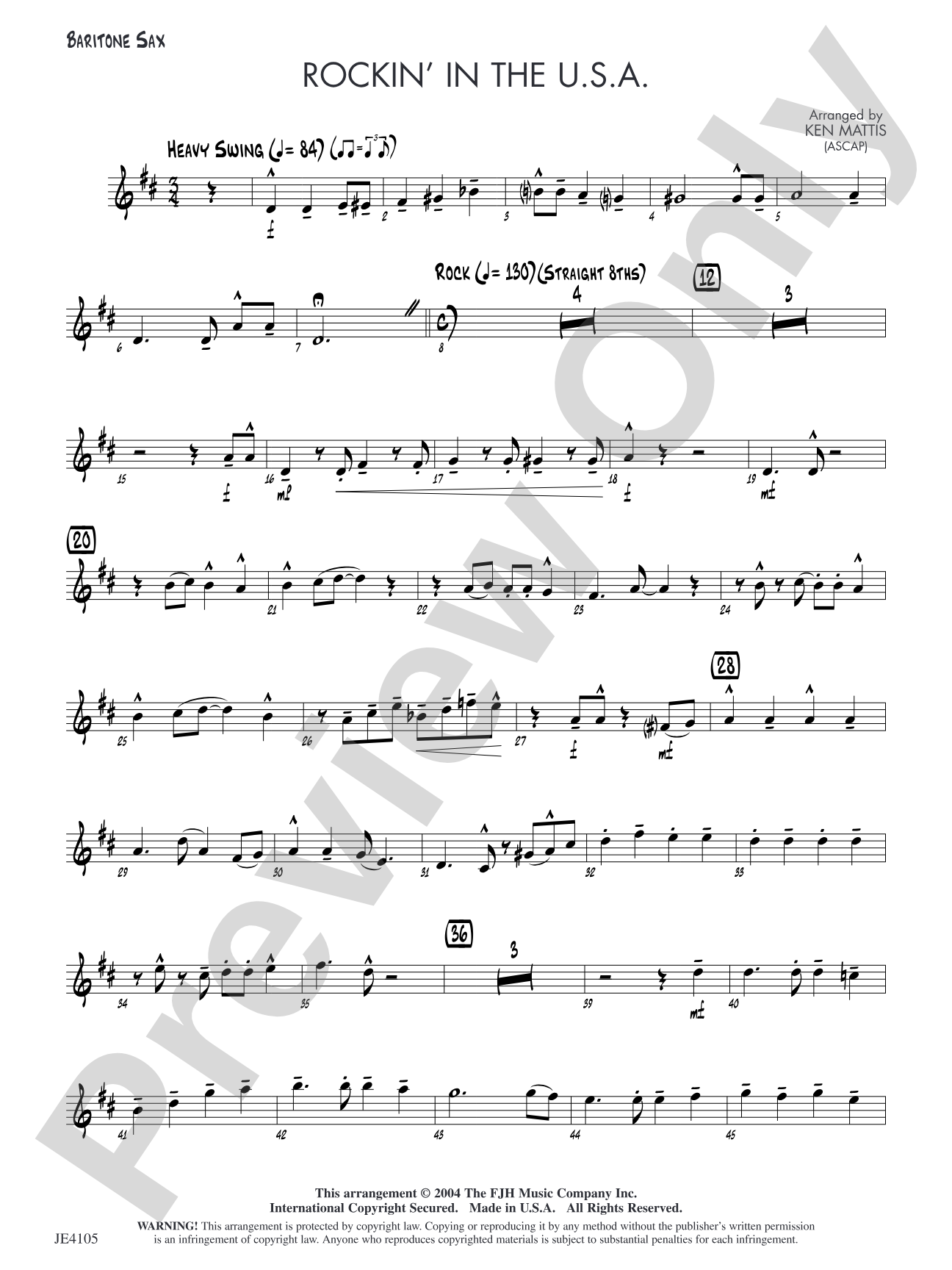 Rockin' in the U.S.A.: Opt. Baritone Sax