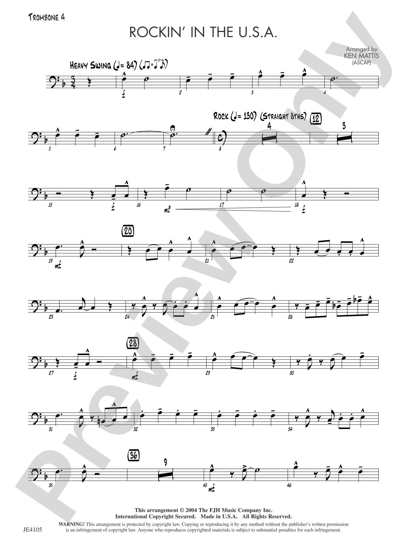 Rockin' in the U.S.A.: Opt. Trombone 4