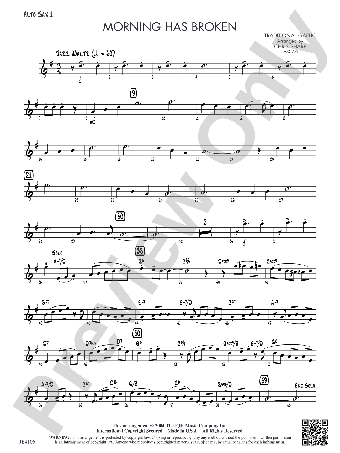 Morning Has Broken: Alto Sax 1