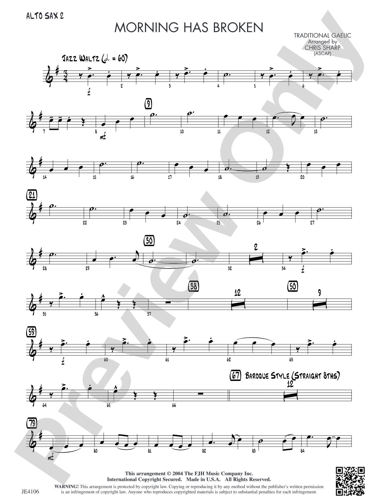 Morning Has Broken: Alto Sax 2