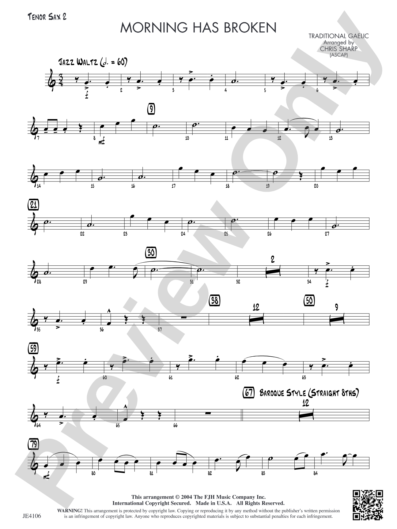 Morning Has Broken: Tenor Sax 2