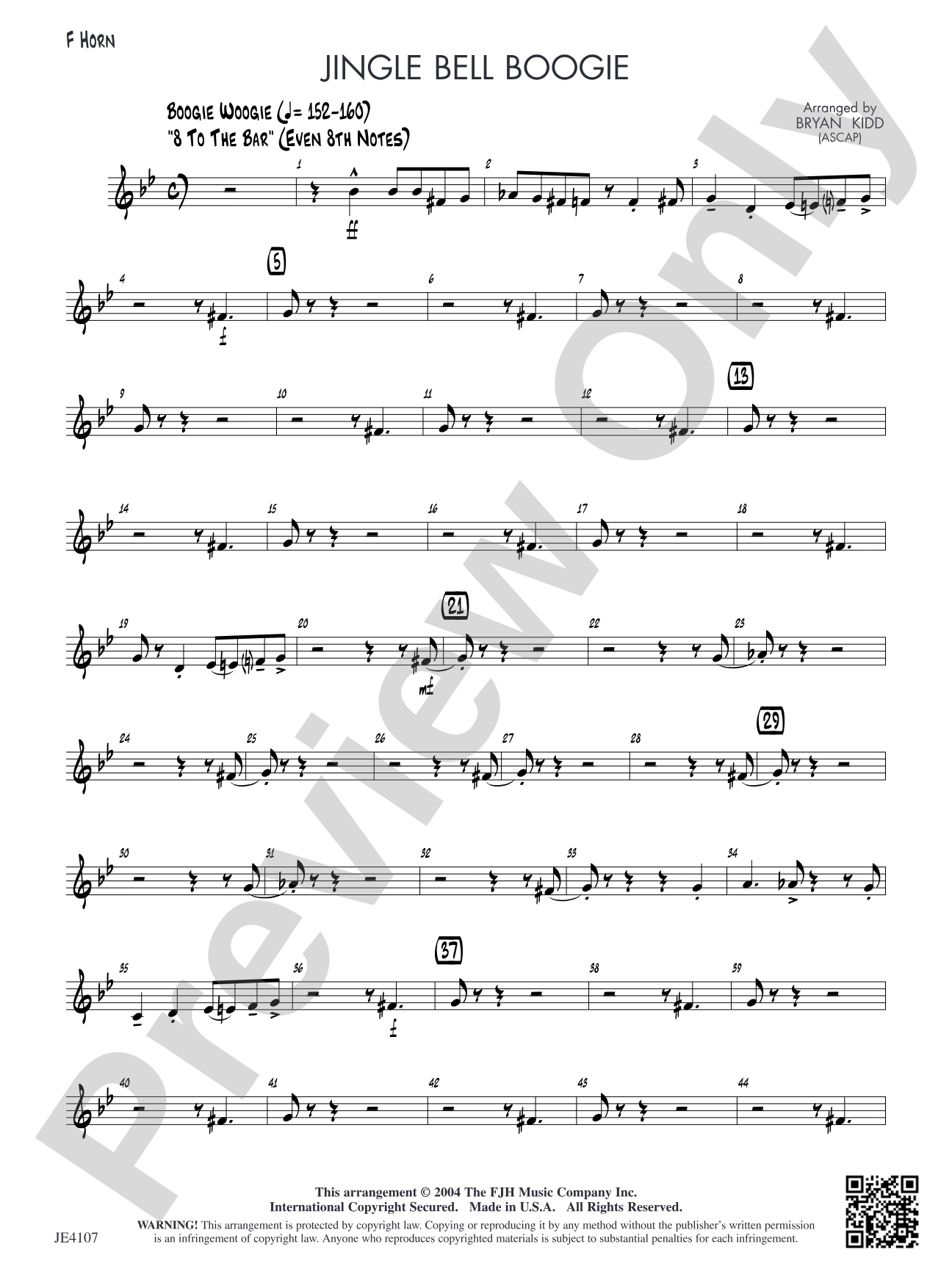 Jingle Bell Boogie: F Horn (Alternate Part)