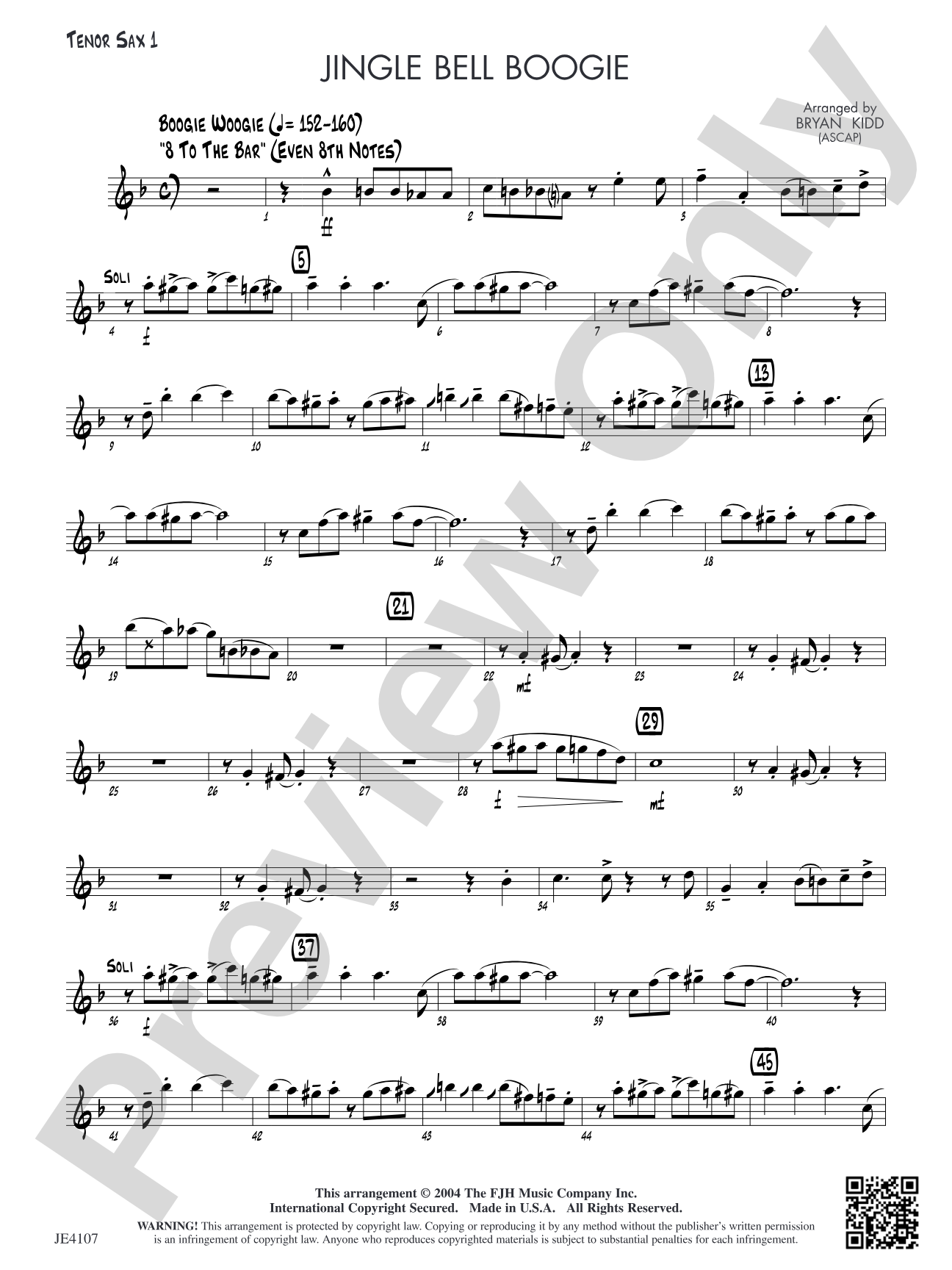 Jingle Bell Boogie: Tenor Sax 1