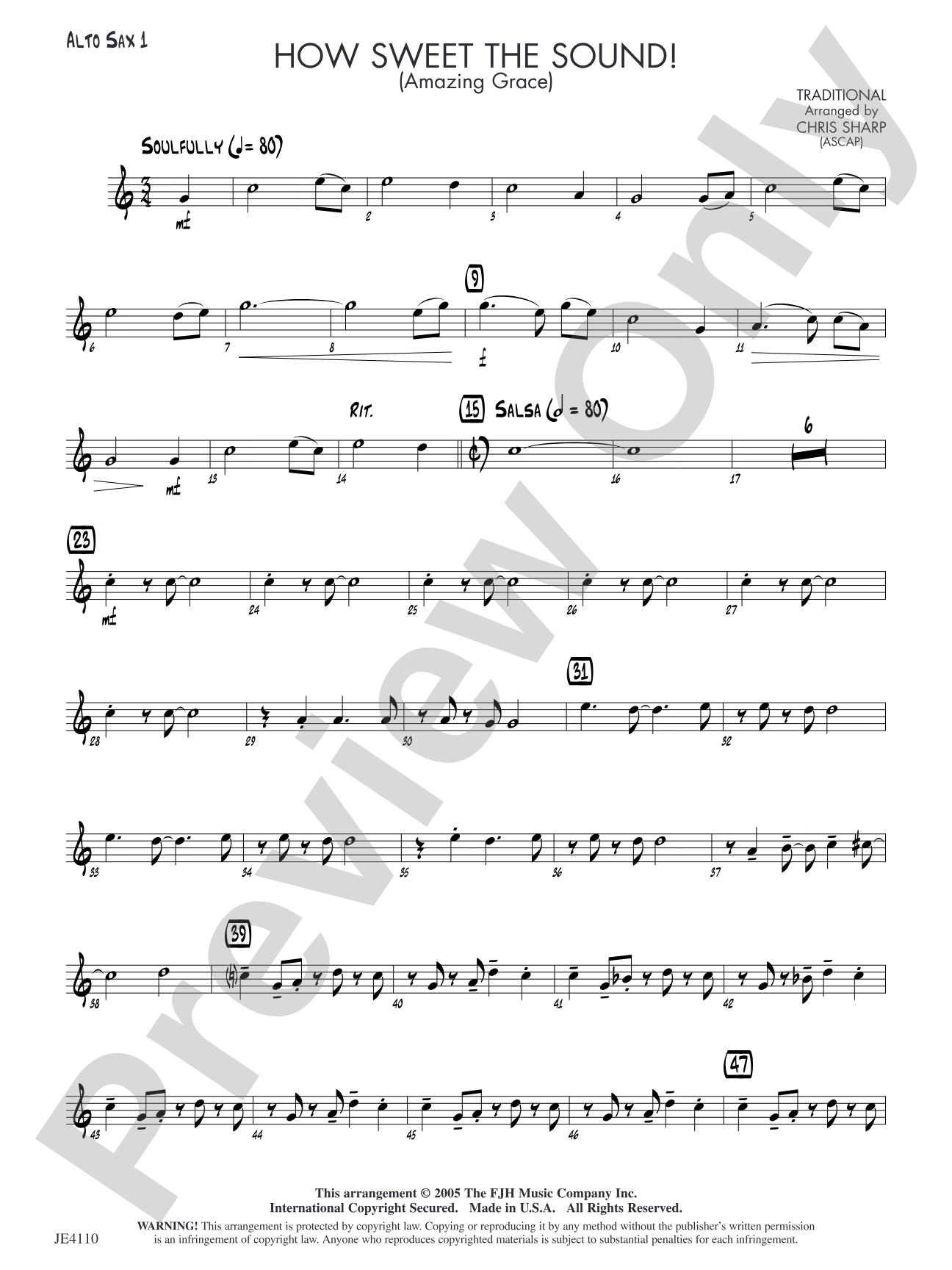 How Sweet the Sound! (Amazing Grace): Alto Sax 1