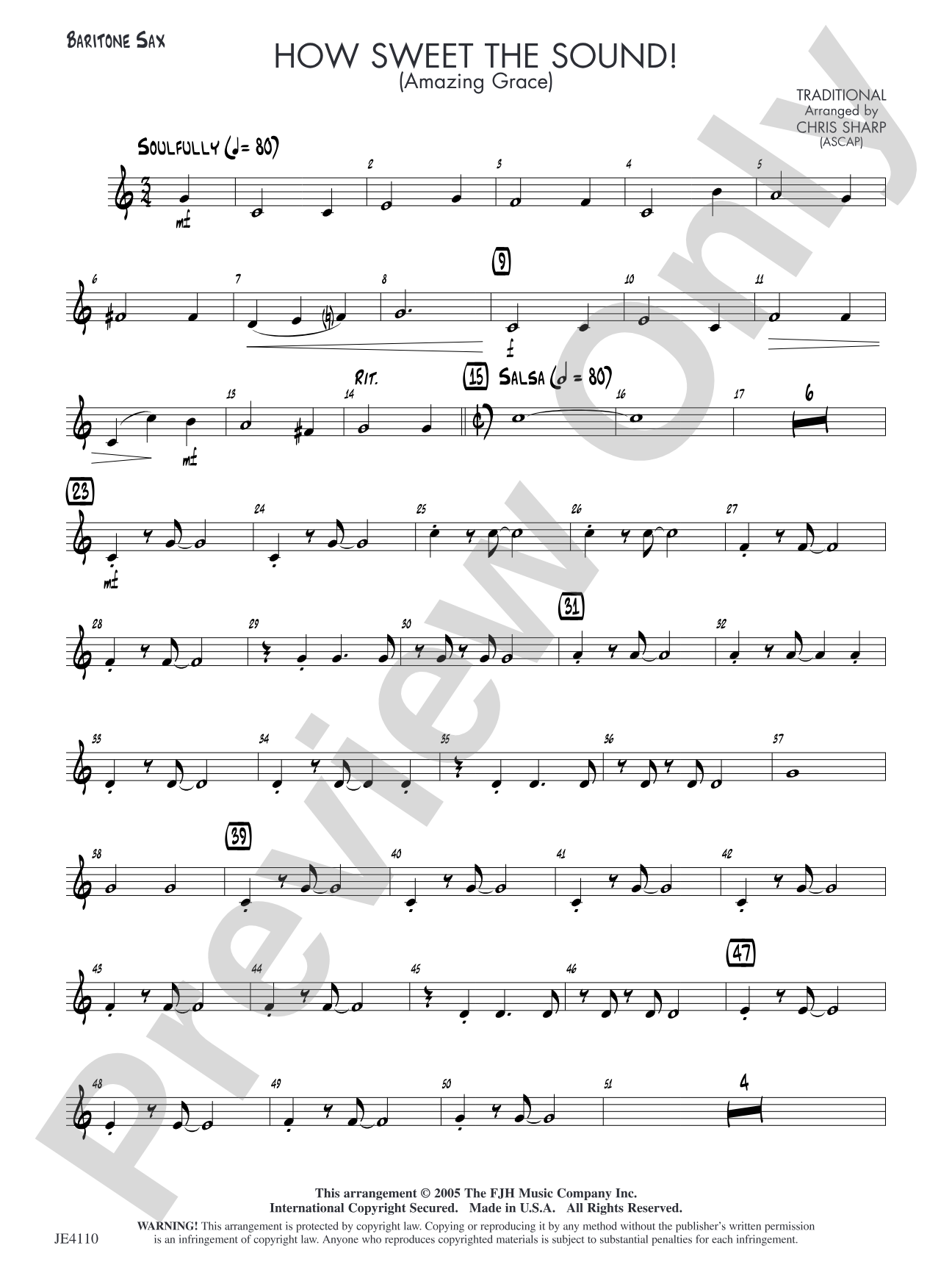 How Sweet the Sound! (Amazing Grace): Baritone Sax
