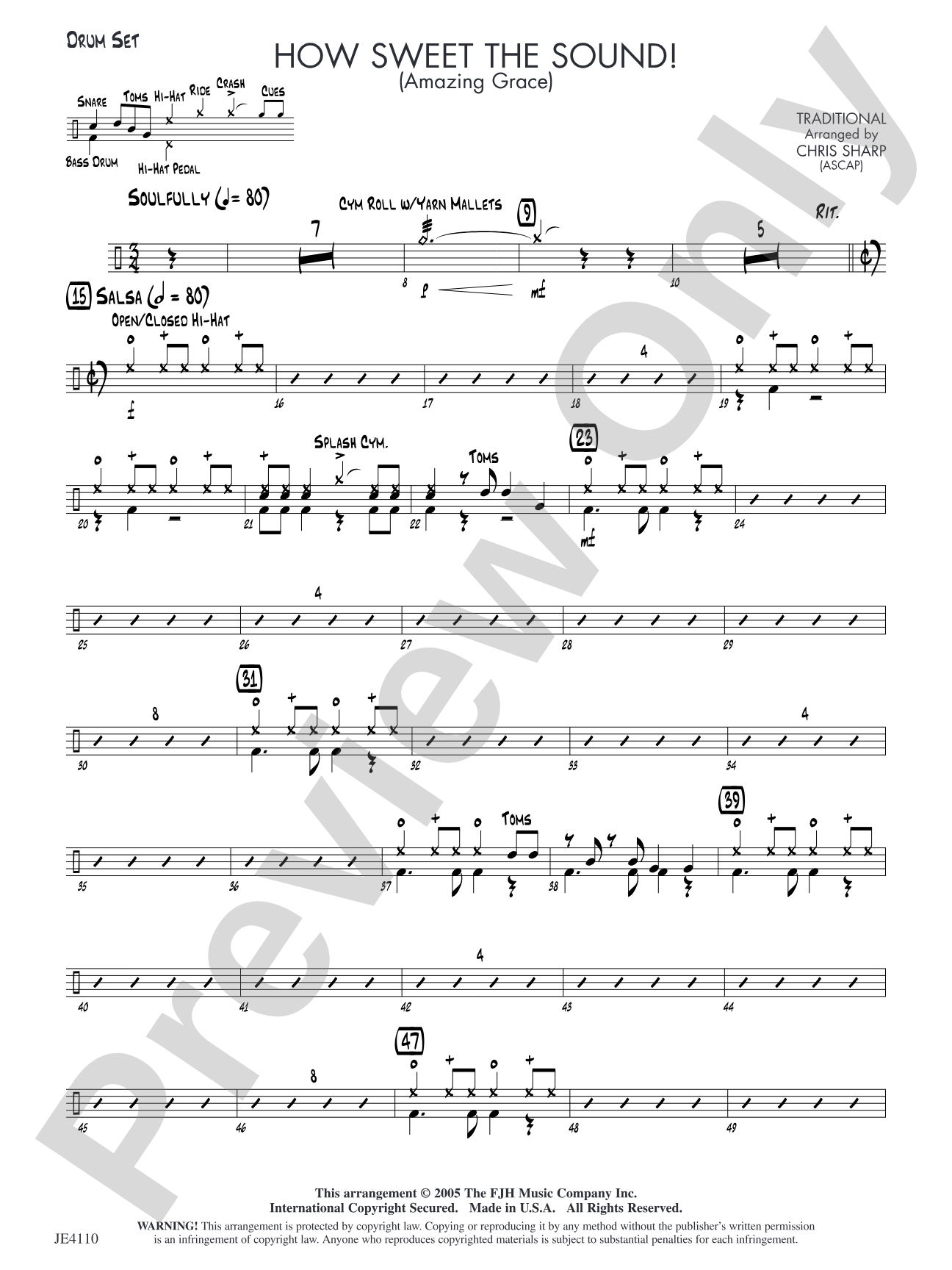 How Sweet the Sound! (Amazing Grace): Drum Set