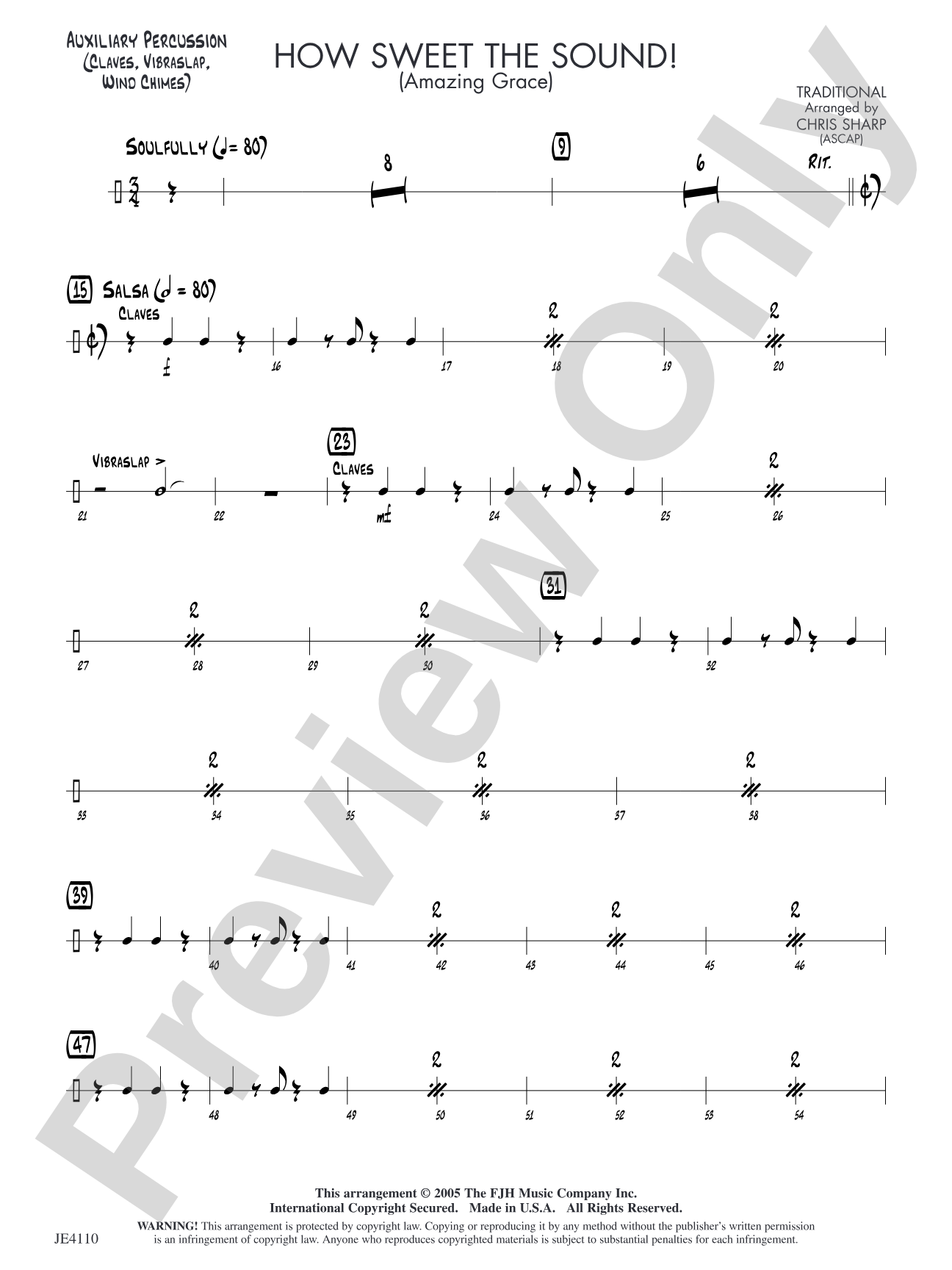 How Sweet the Sound! (Amazing Grace): Opt. Auxiliary Percussion