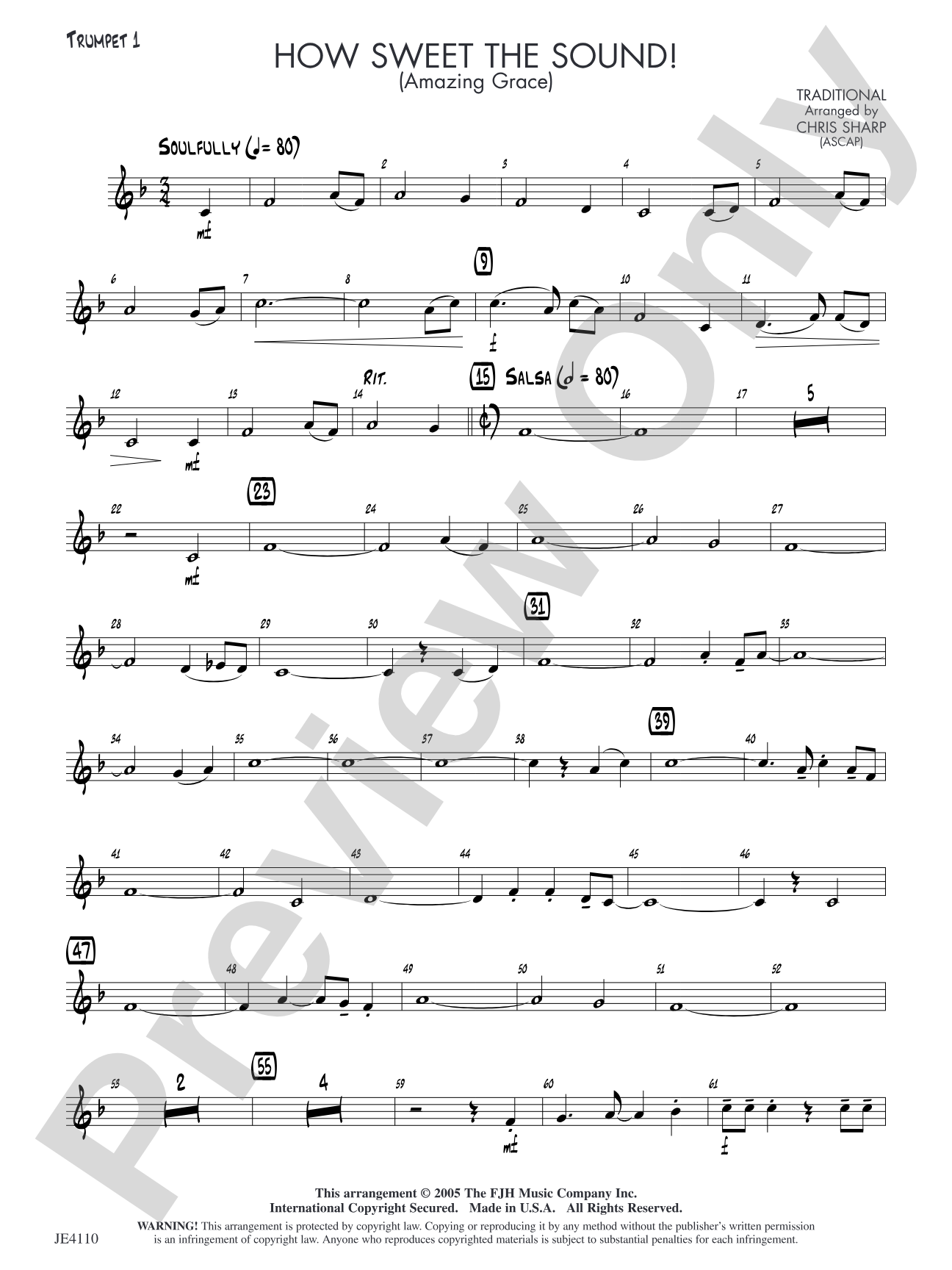 How Sweet the Sound! (Amazing Grace): Trumpet 1