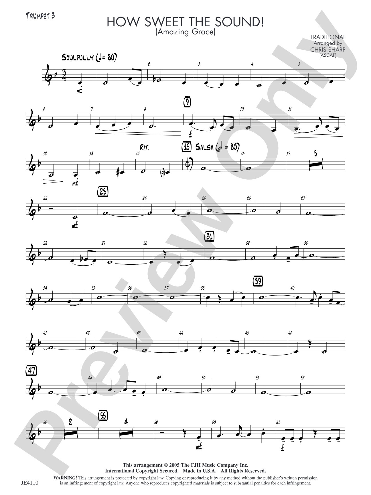 How Sweet the Sound! (Amazing Grace): Trumpet 3