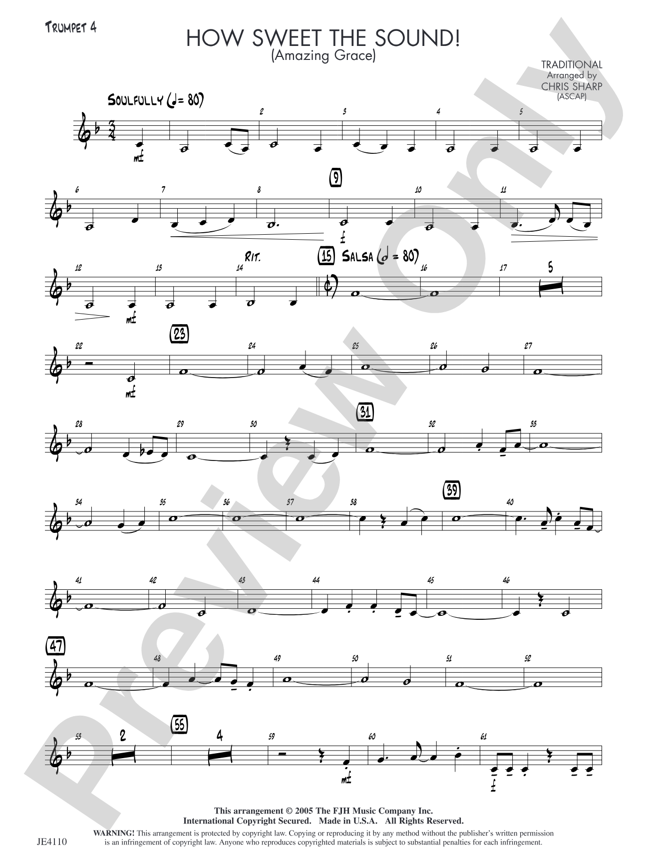 How Sweet the Sound! (Amazing Grace): Trumpet 4
