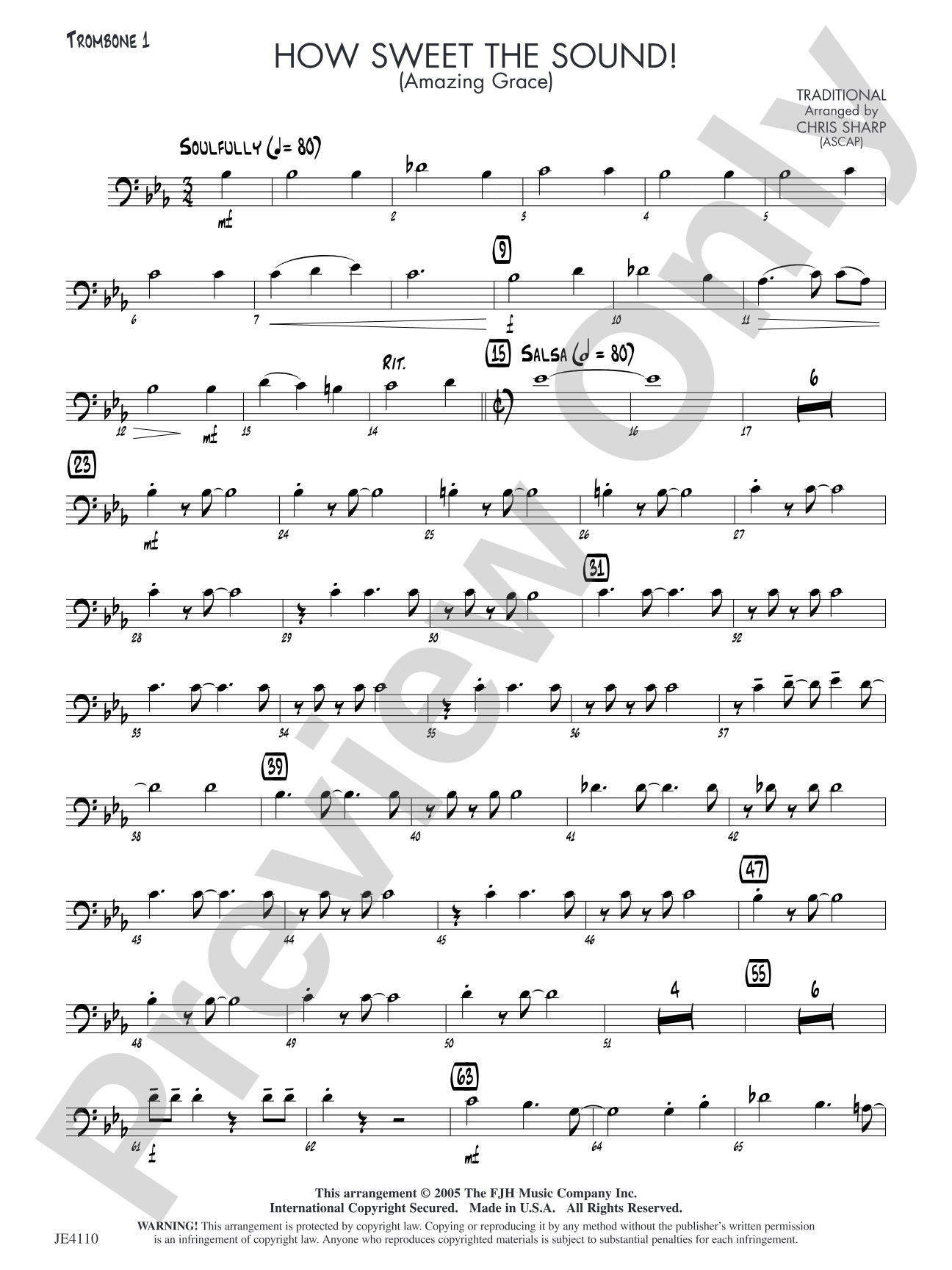 How Sweet the Sound! (Amazing Grace): Trombone 1