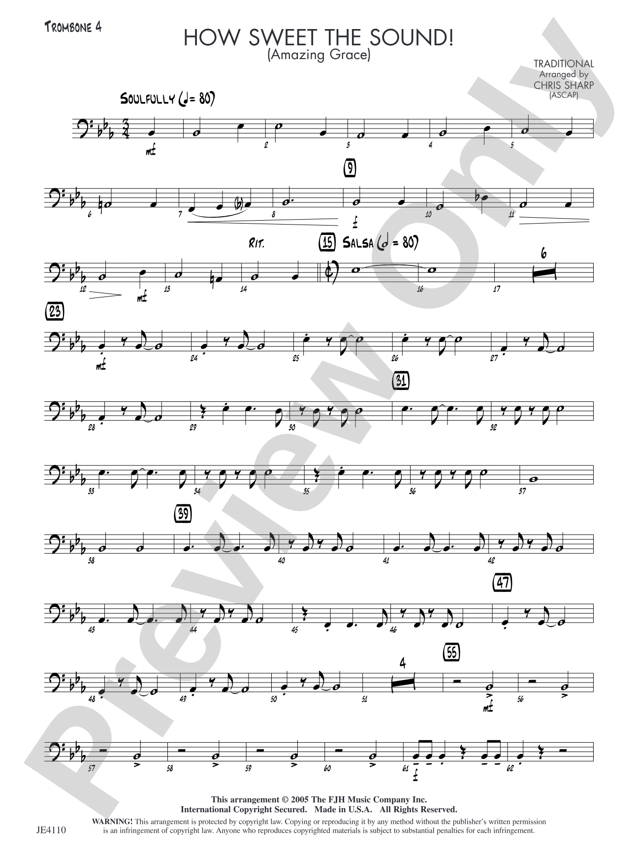 How Sweet the Sound! (Amazing Grace): Trombone 4