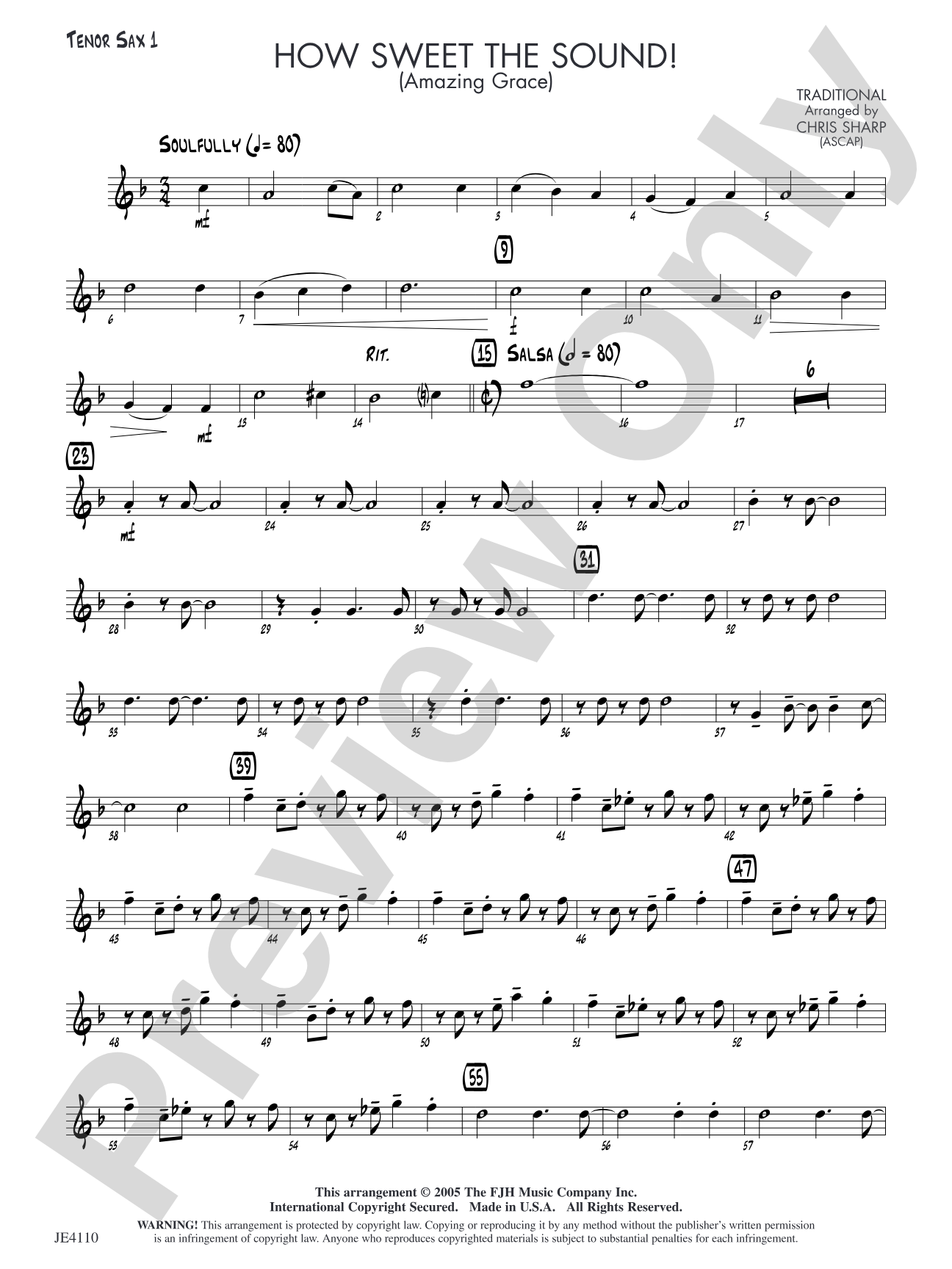 How Sweet the Sound! (Amazing Grace): Tenor Sax 1