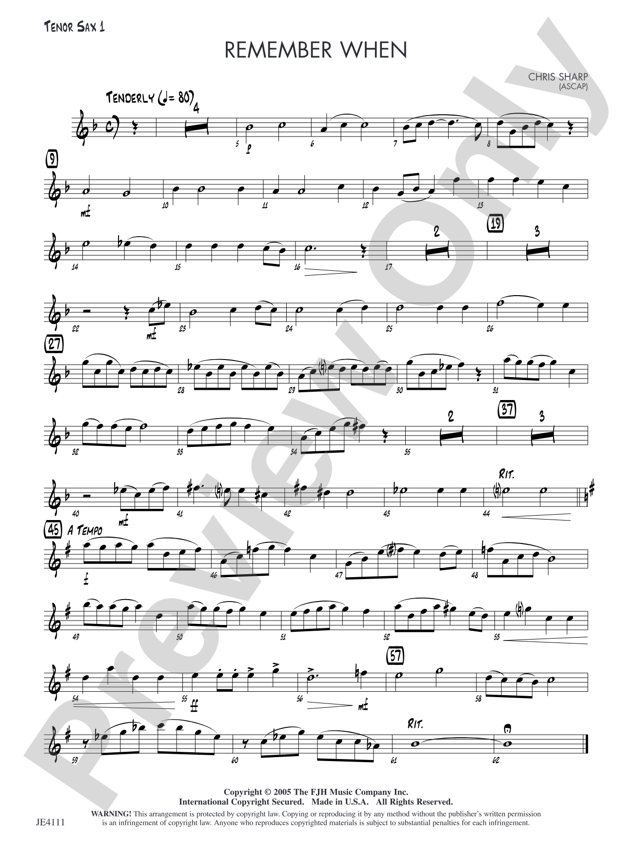 Remember When: Tenor Sax 1