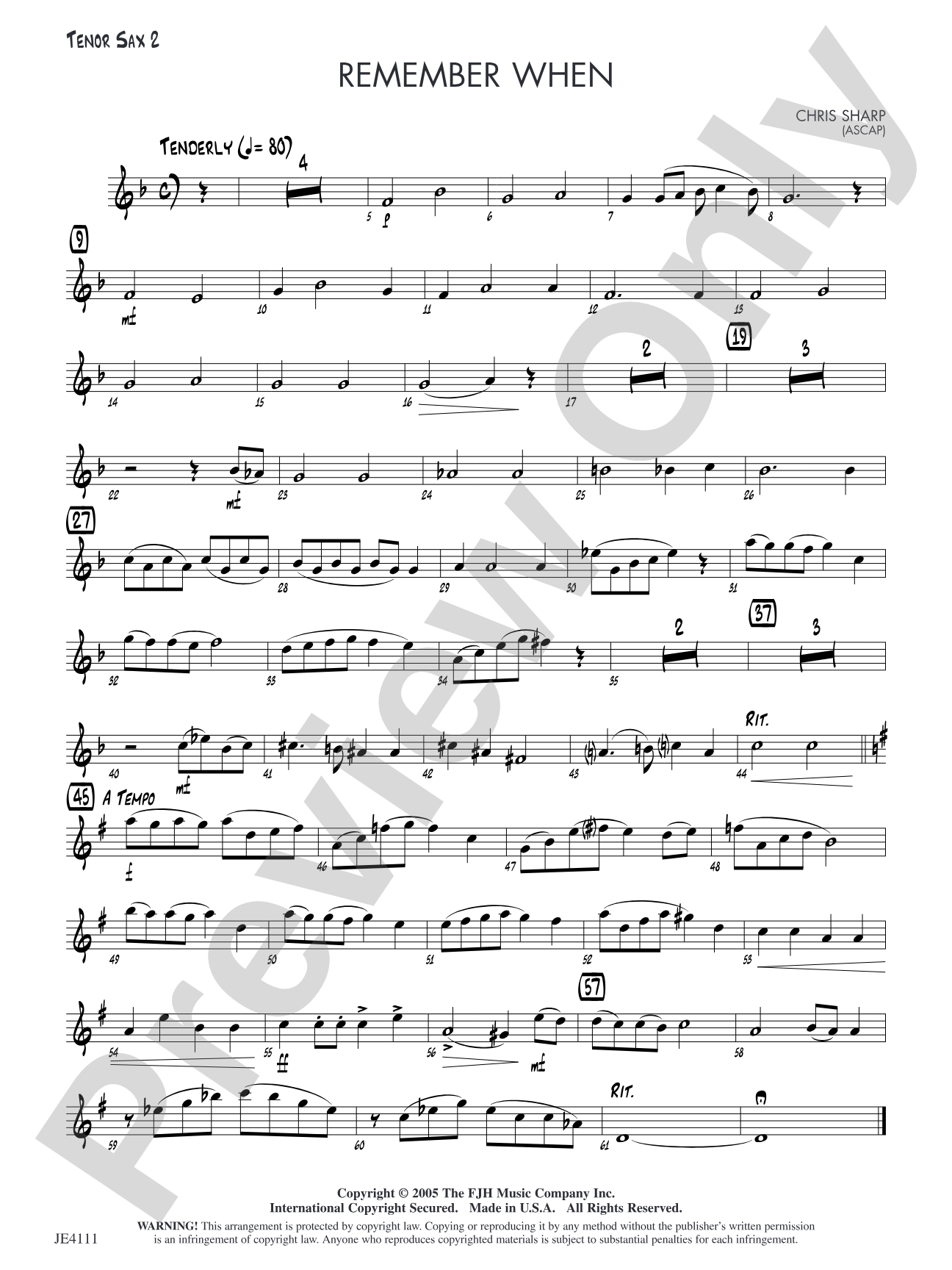Remember When: Tenor Sax 2