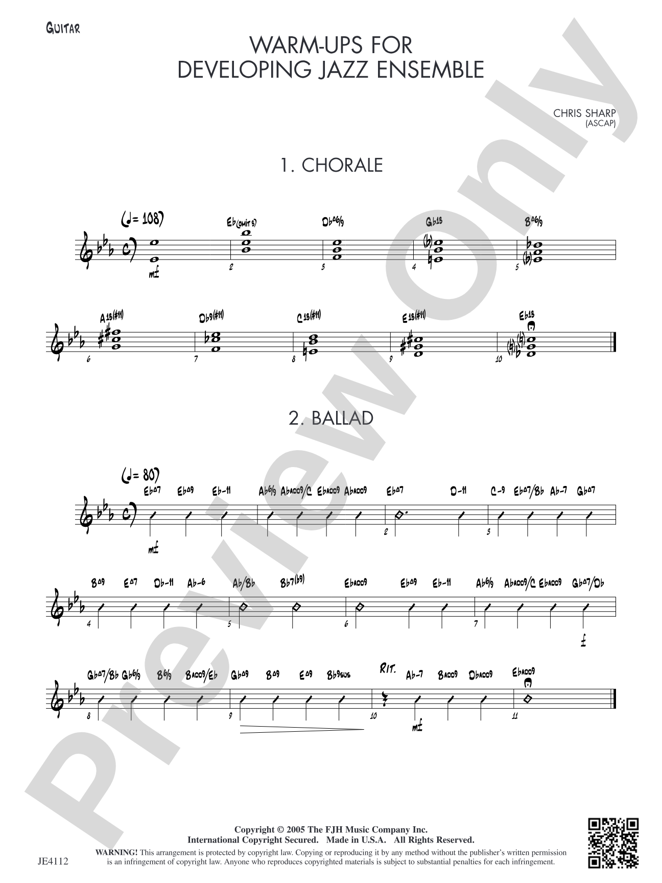 Warm-Ups for Developing Jazz Ensemble: Guitar