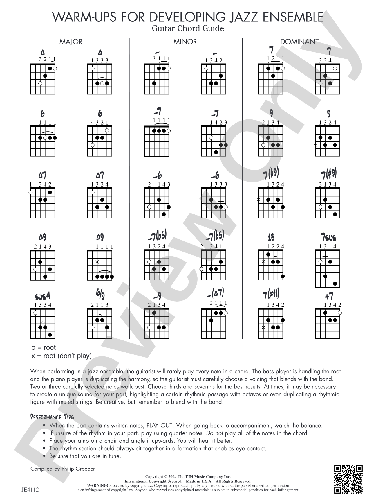 Warm-Ups for Developing Jazz Ensemble: Guitar Chord Guide