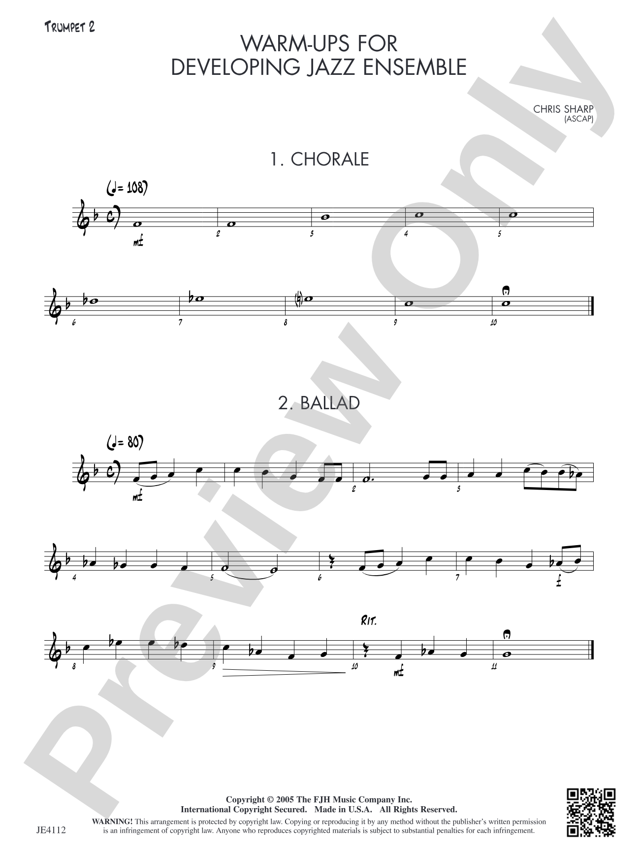 Warm-Ups for Developing Jazz Ensemble: Trumpet 2