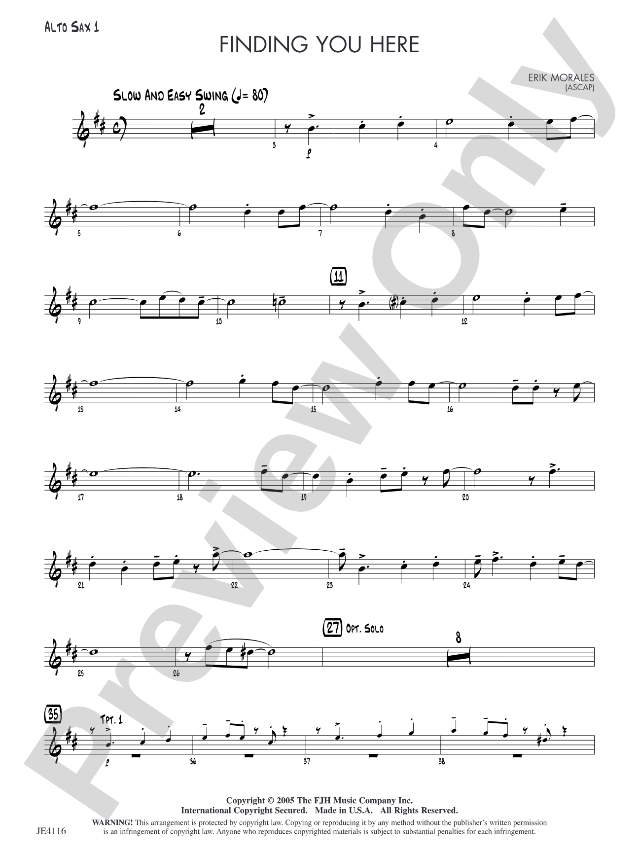 Finding You Here: Alto Sax 1
