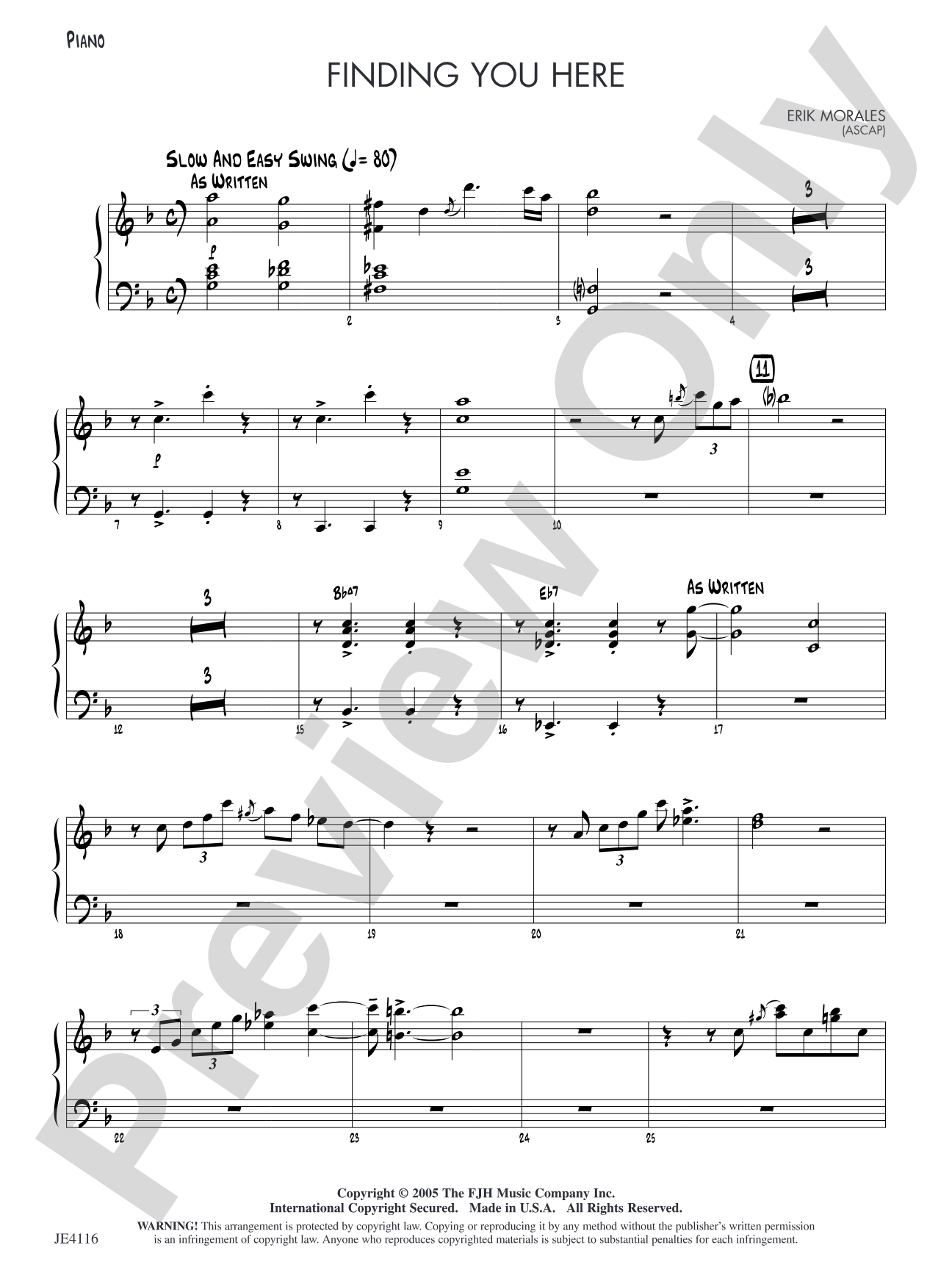 Finding You Here: Piano