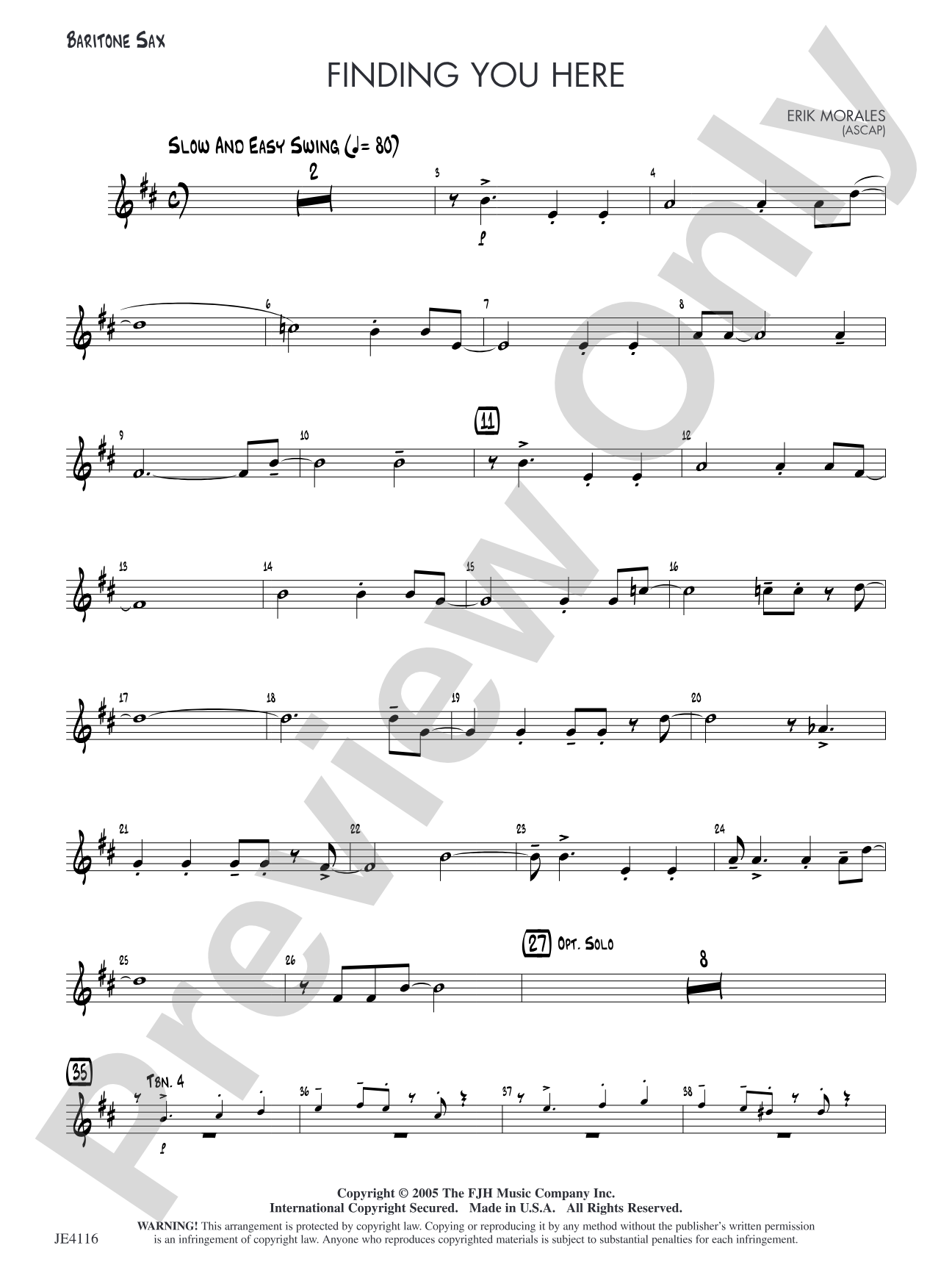 Finding You Here: Opt. Baritone Sax