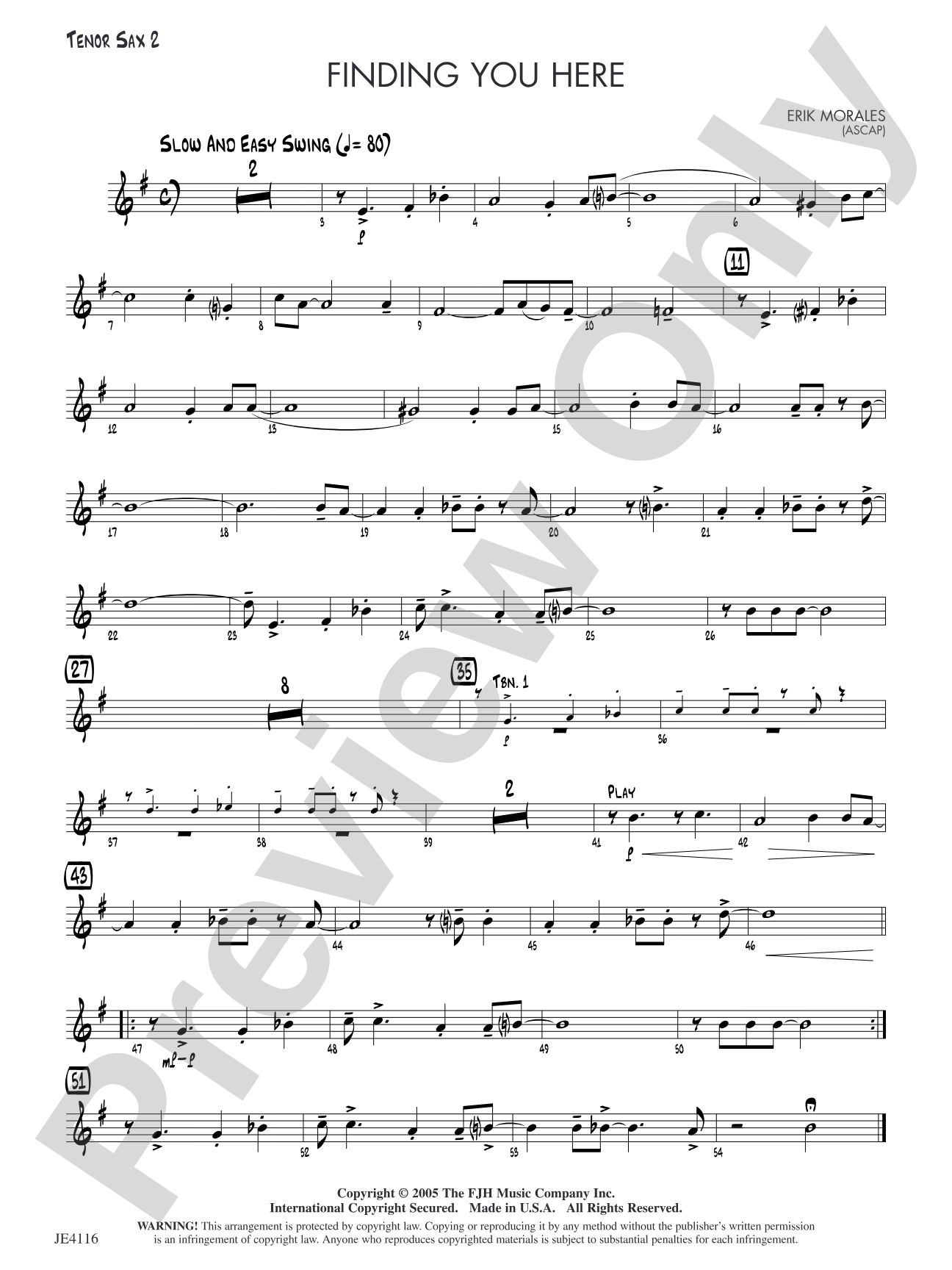 Finding You Here: Opt. Tenor Sax 2