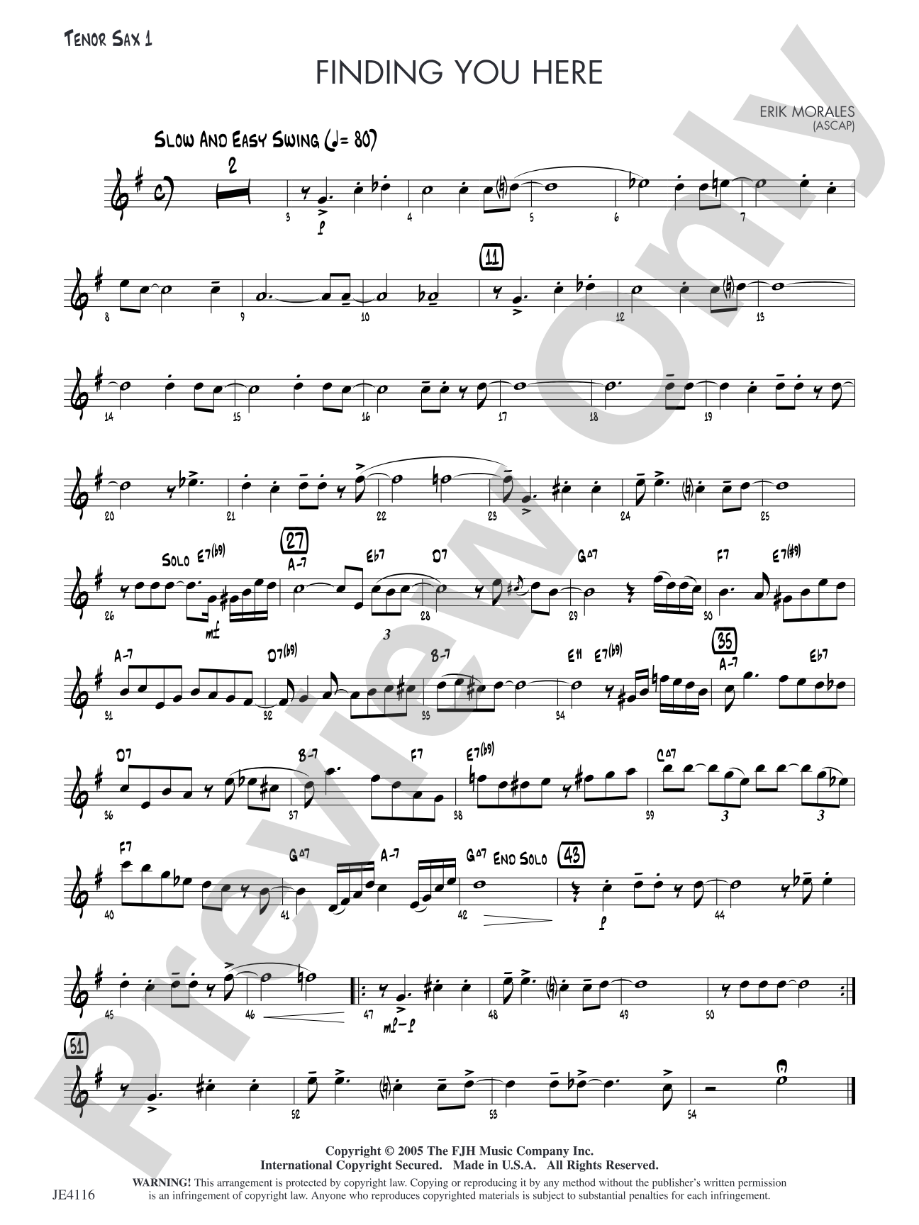 Finding You Here: Tenor Sax 1