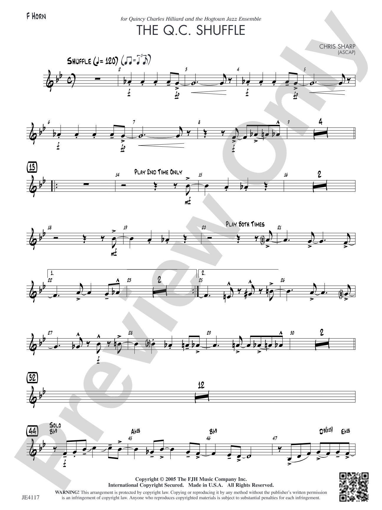 The Q.C. Shuffle: F Horn (Alternate Part)