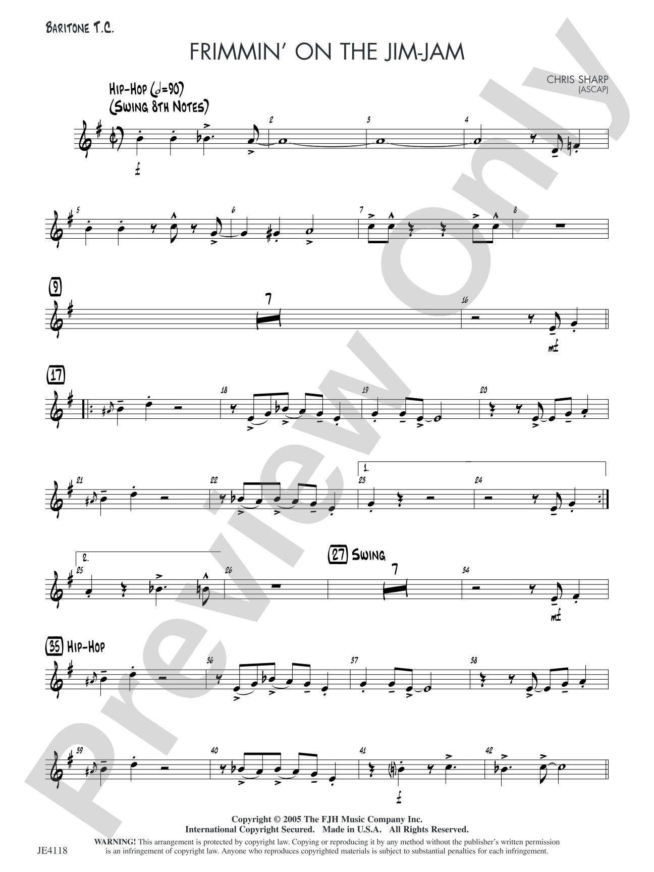 Frimmin' on the Jim-Jam: Baritone T.C. (Alternate Part Doubles Trombone 1)