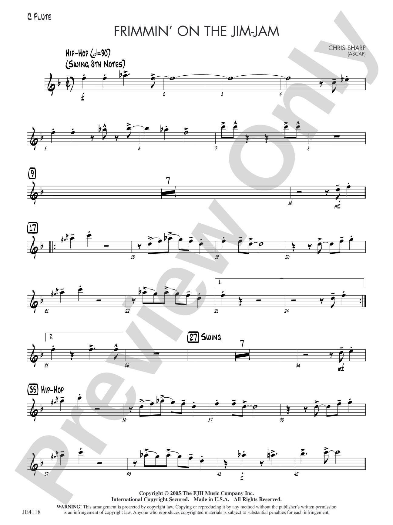 Frimmin' on the Jim-Jam: C Flute (Alternate Part Doubles Trumpet 1 8va)