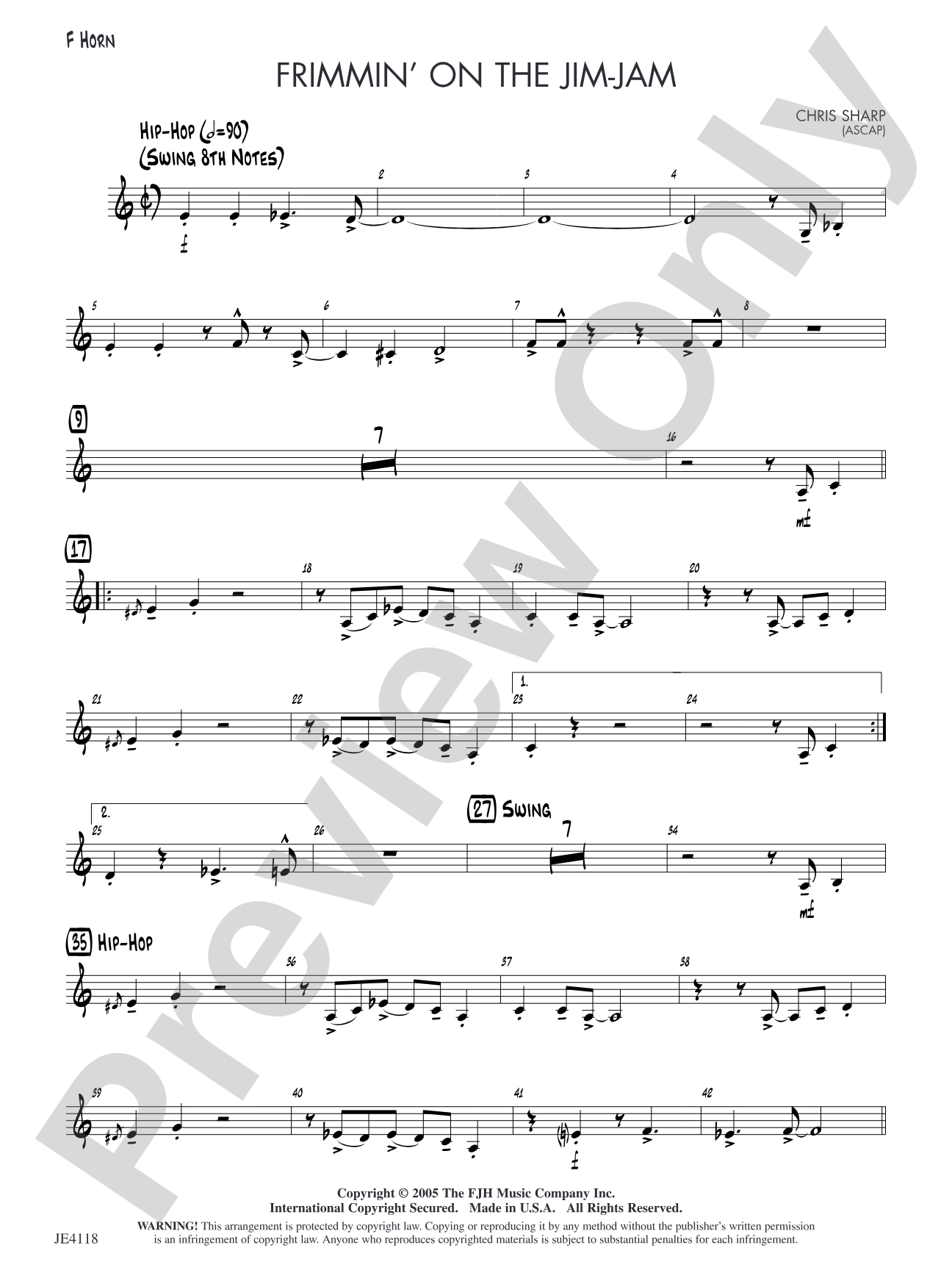 Frimmin' on the Jim-Jam: F Horn (Alternate Part Doubles Trombone 1)