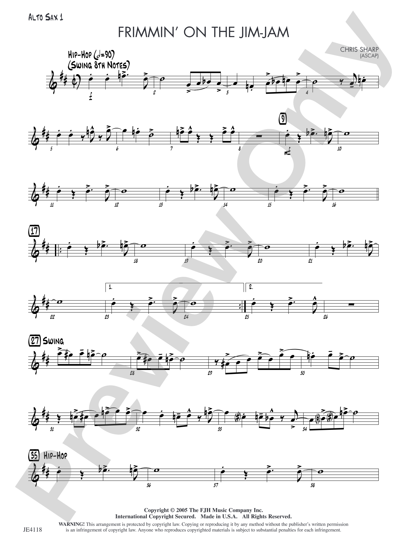 Frimmin' on the Jim-Jam: Alto Sax 1