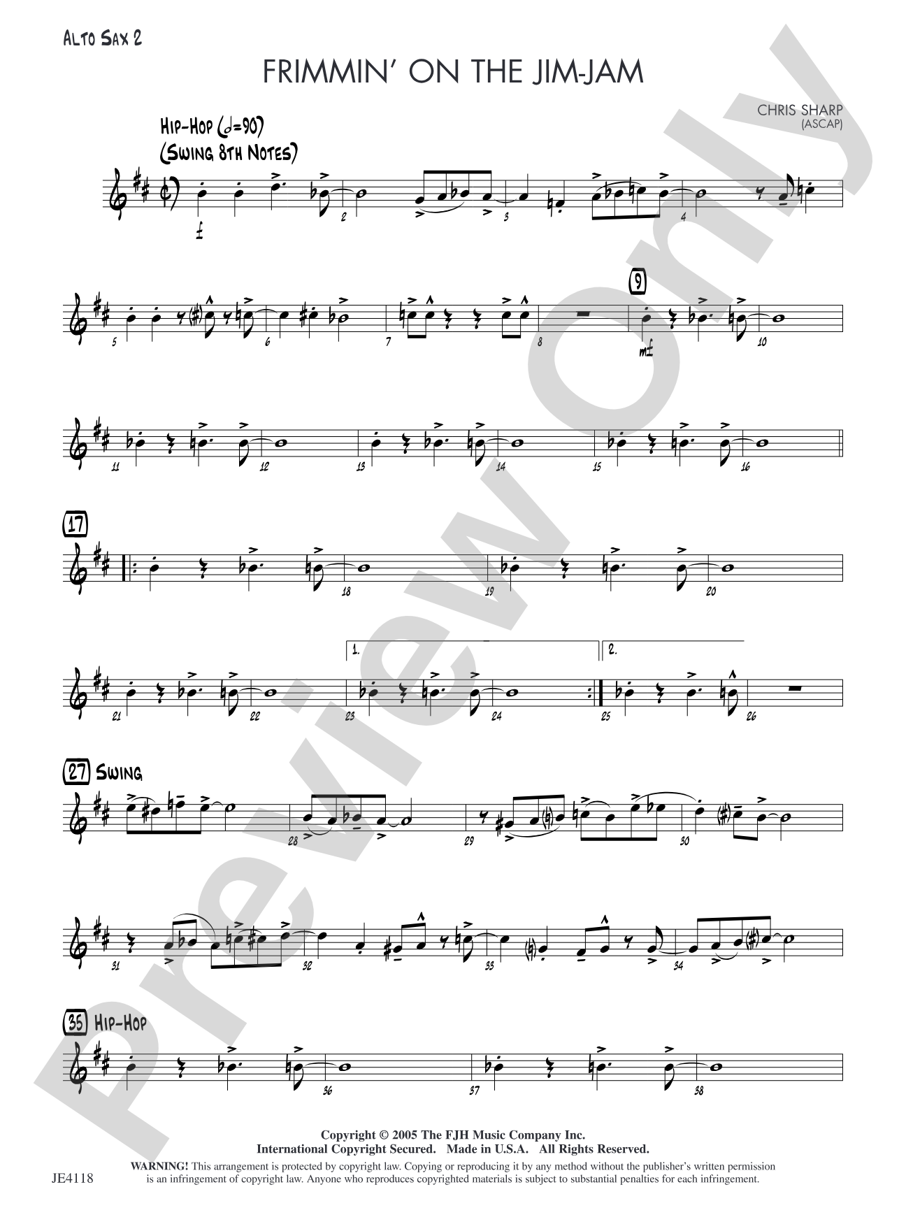 Frimmin' on the Jim-Jam: Alto Sax 2