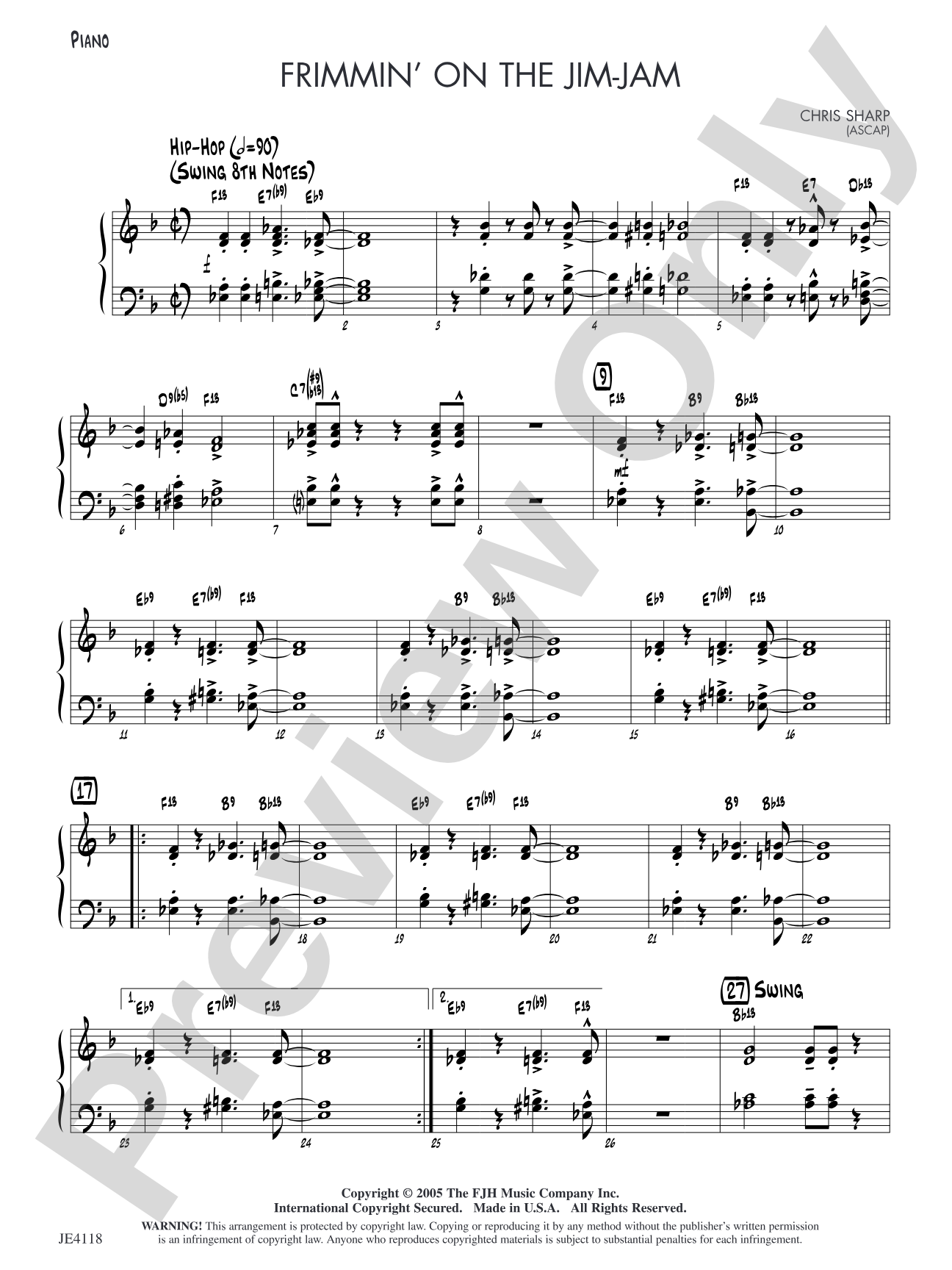 Frimmin' on the Jim-Jam: Piano