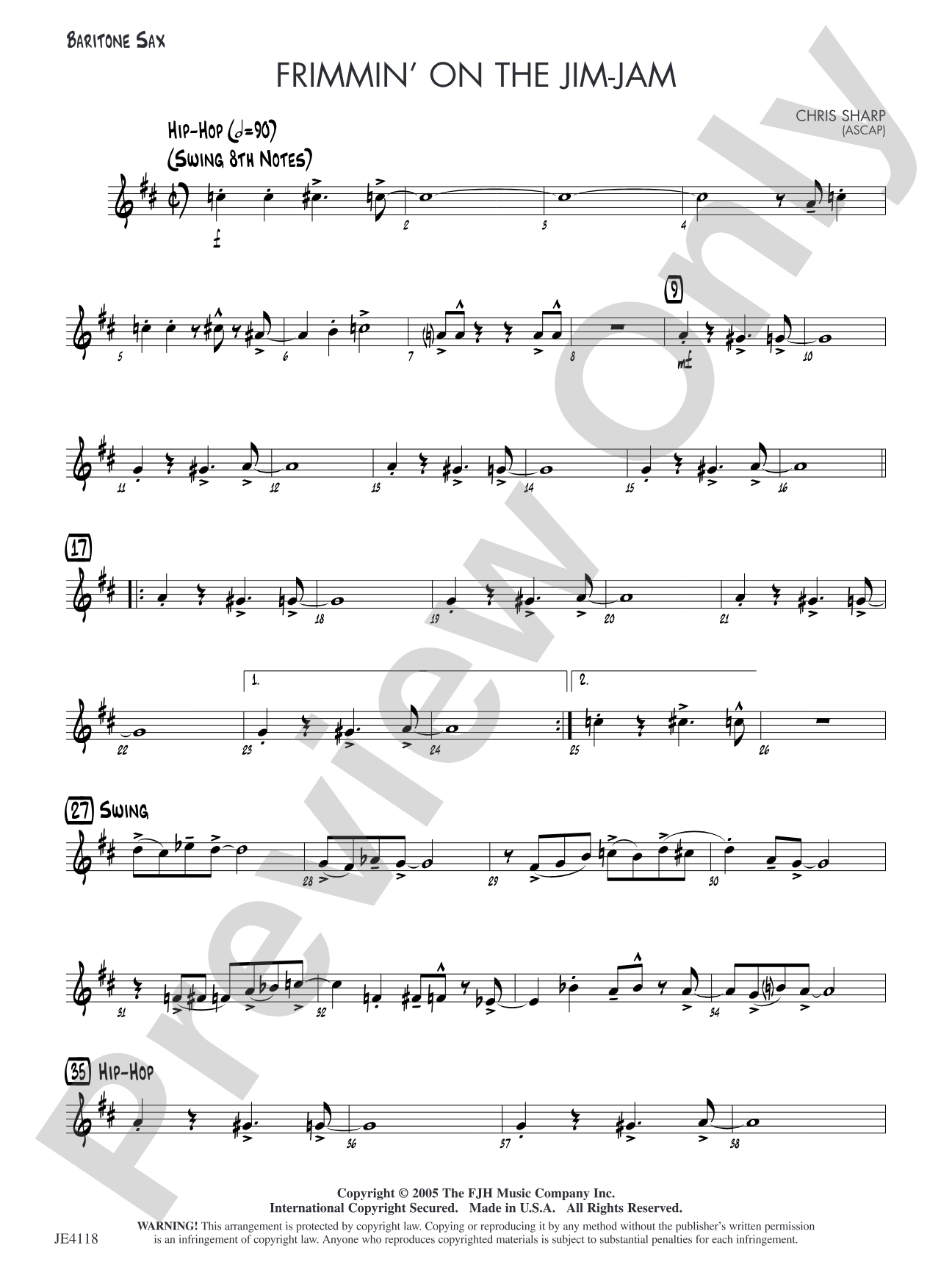 Frimmin' on the Jim-Jam: Opt. Baritone Sax