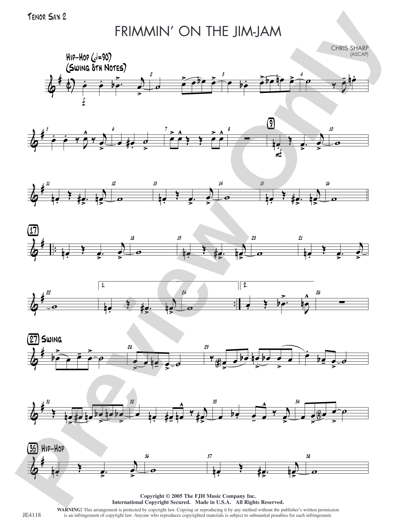 Frimmin' on the Jim-Jam: Opt. Tenor Sax 2