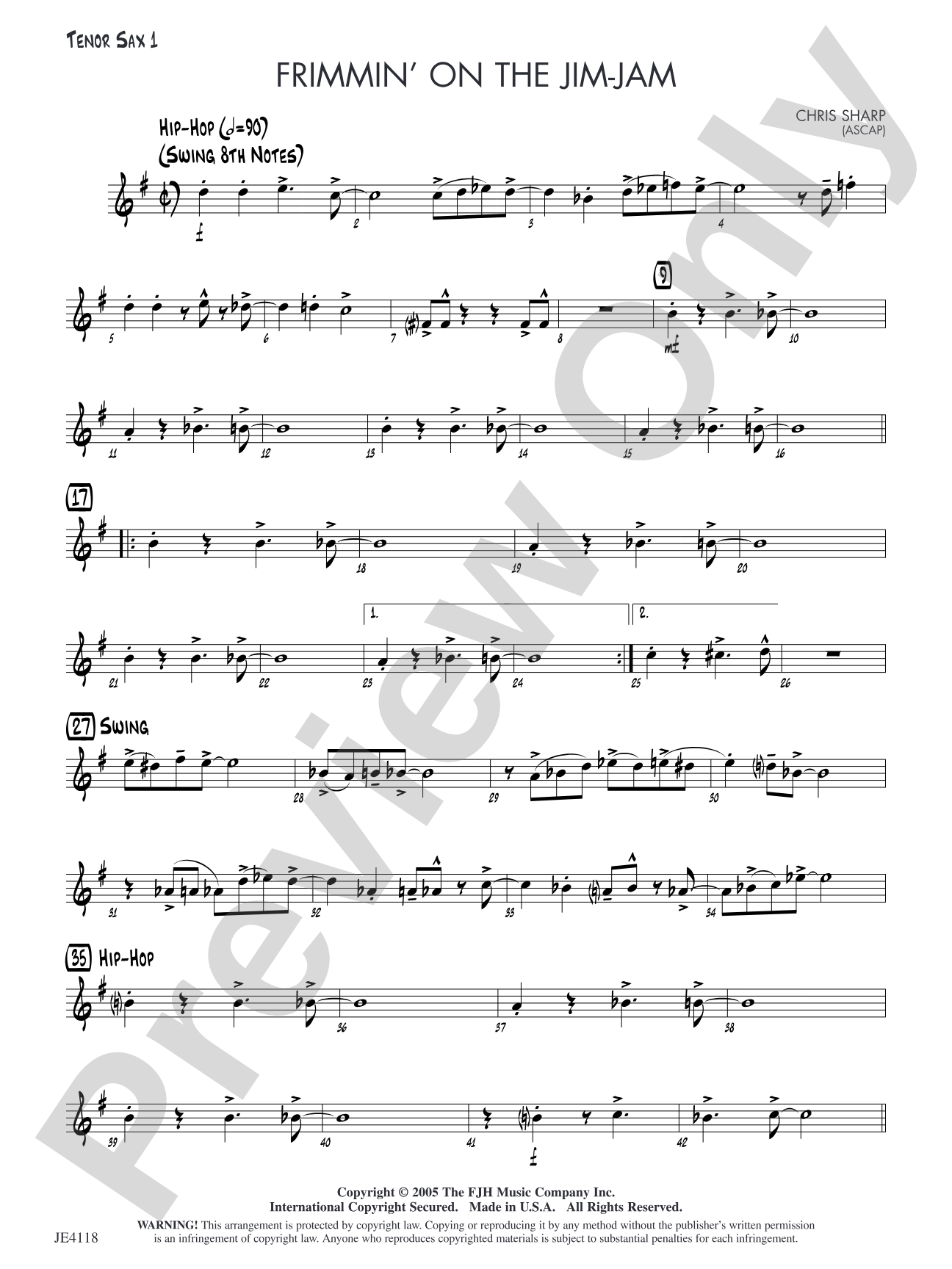 Frimmin' on the Jim-Jam: Tenor Sax 1
