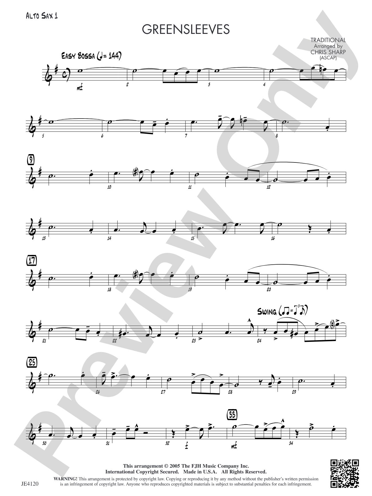 Greensleeves: Alto Sax 1