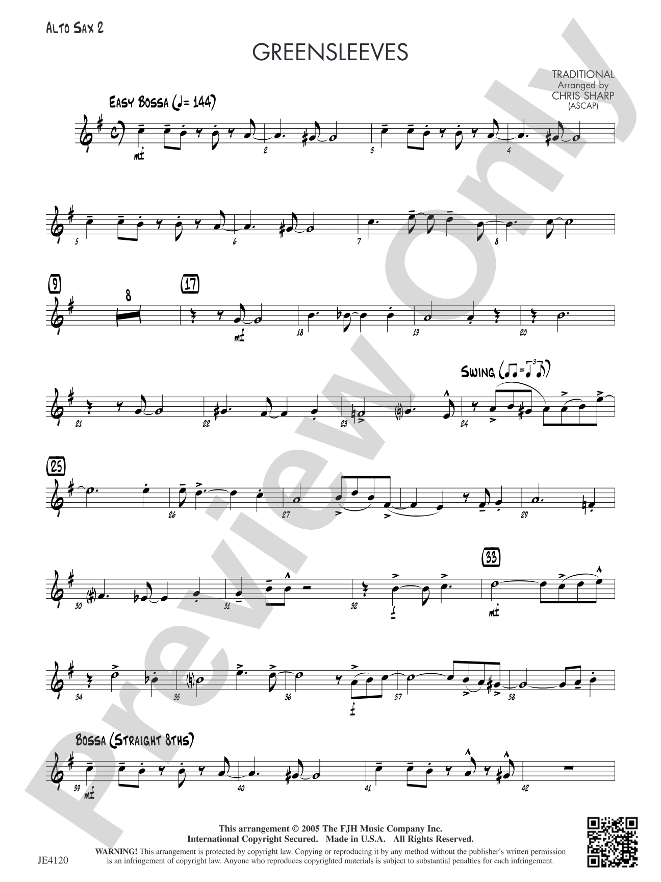 Greensleeves: Alto Sax 2