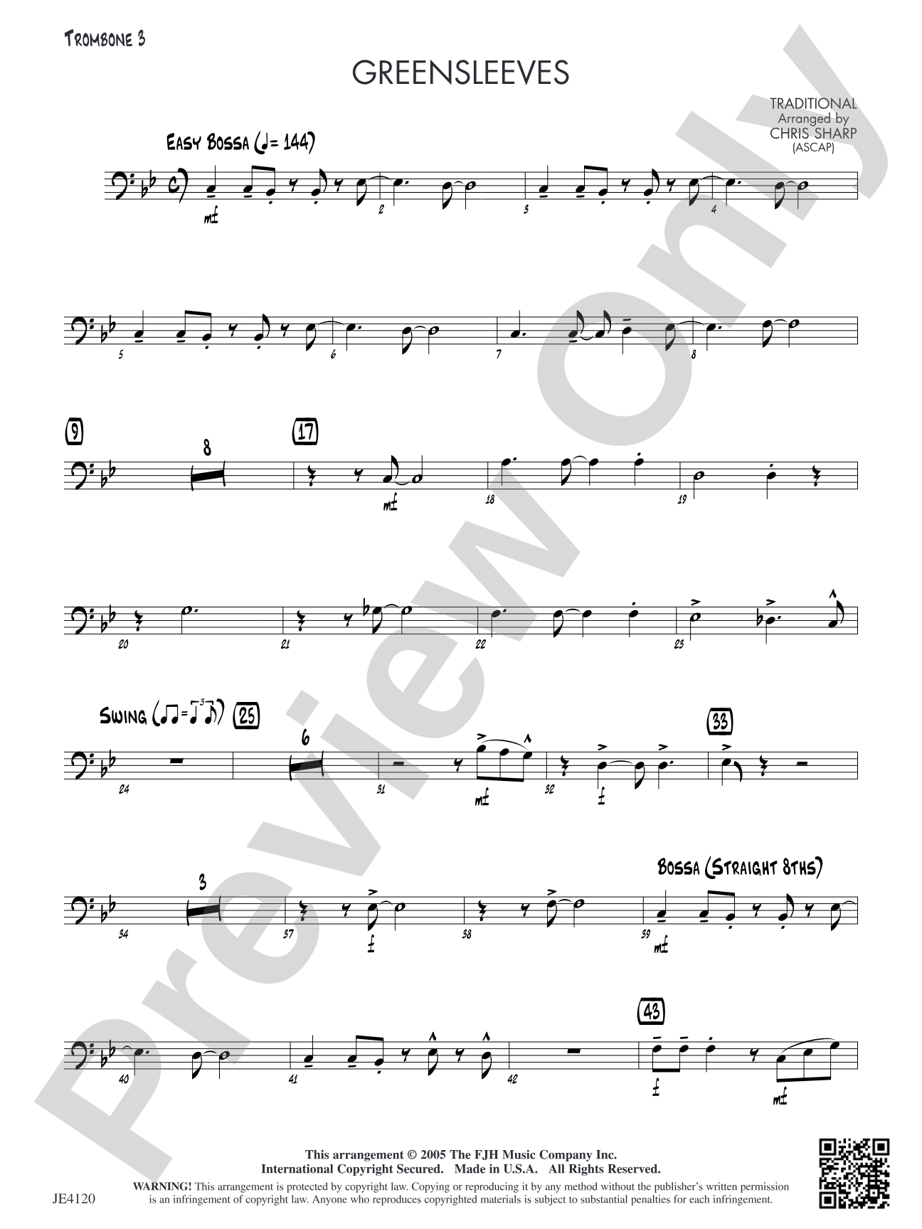 Greensleeves: Opt. Trombone 3