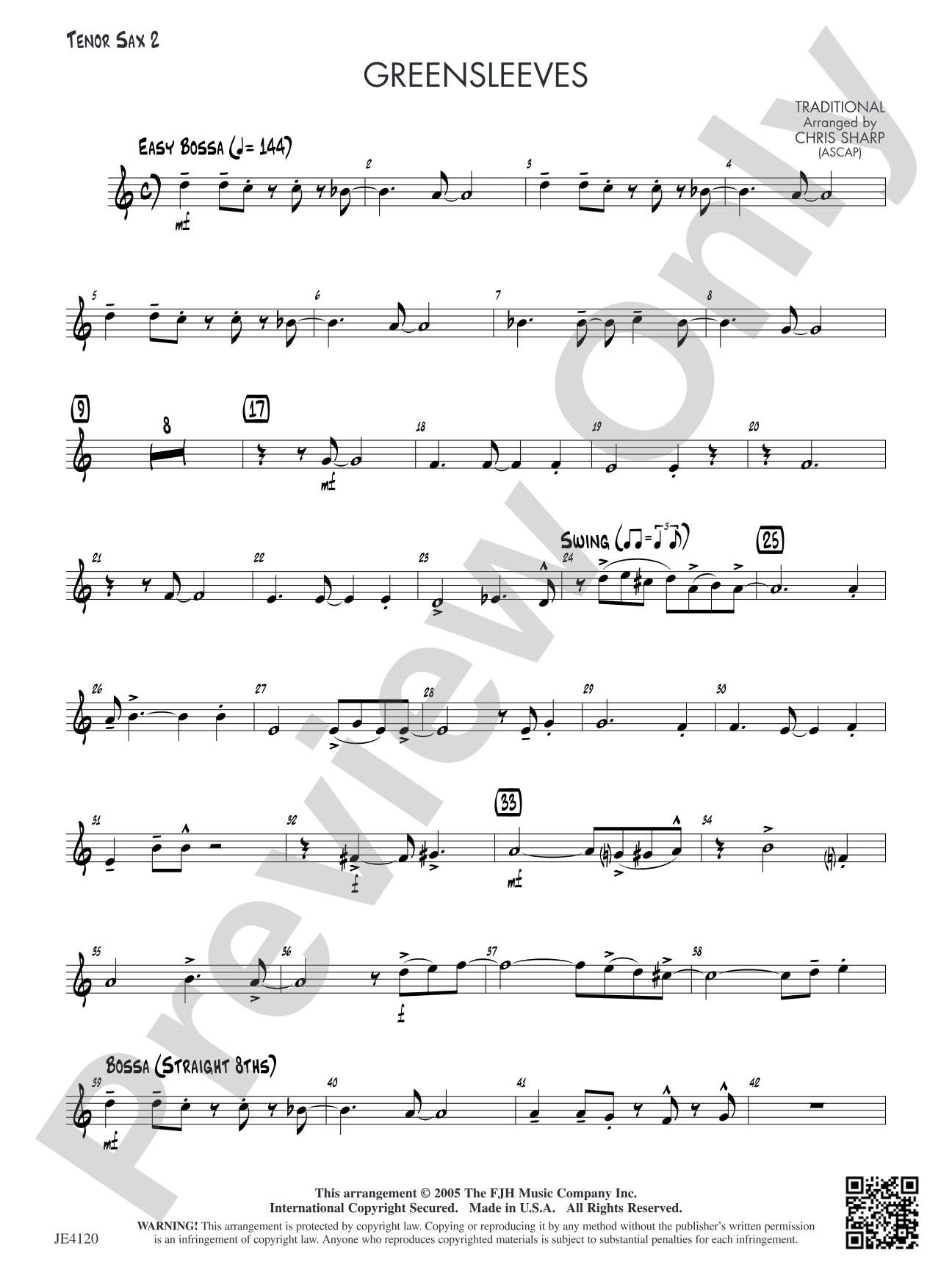 Greensleeves: Opt. Tenor Sax 2