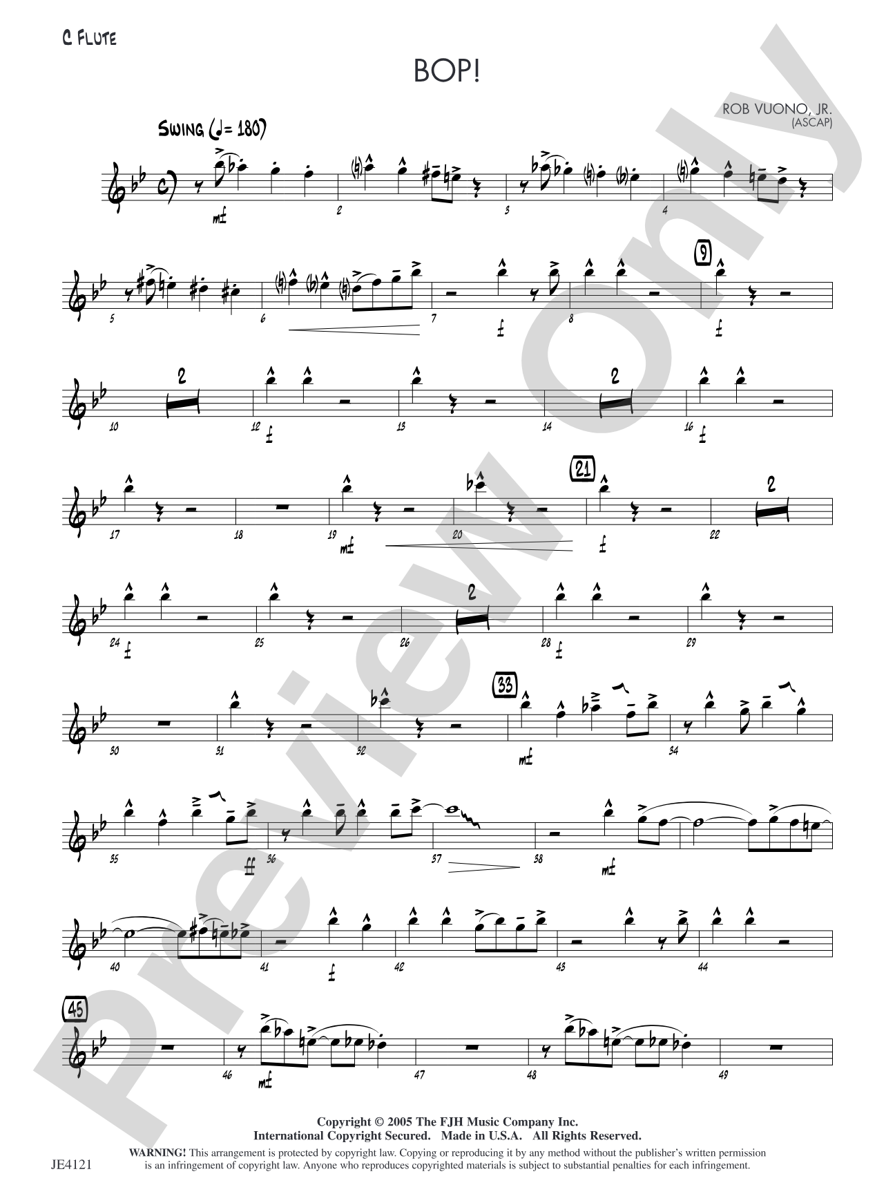 Bop!: C Flute (Alternate Part)